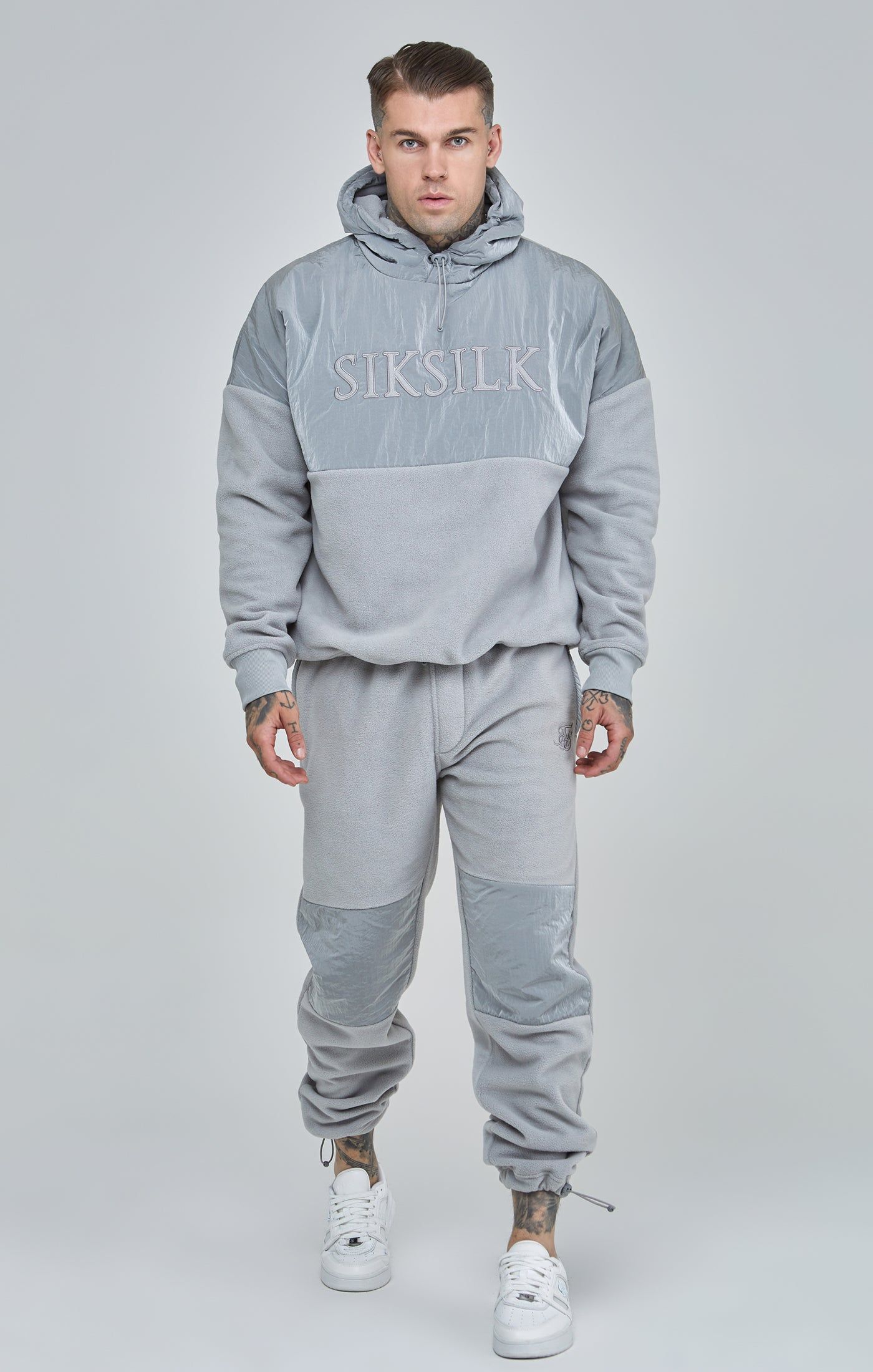 Grey Polar Fleece Cut & Sew Overhead Hoodie sold by Siksilk product image thumbnail 4