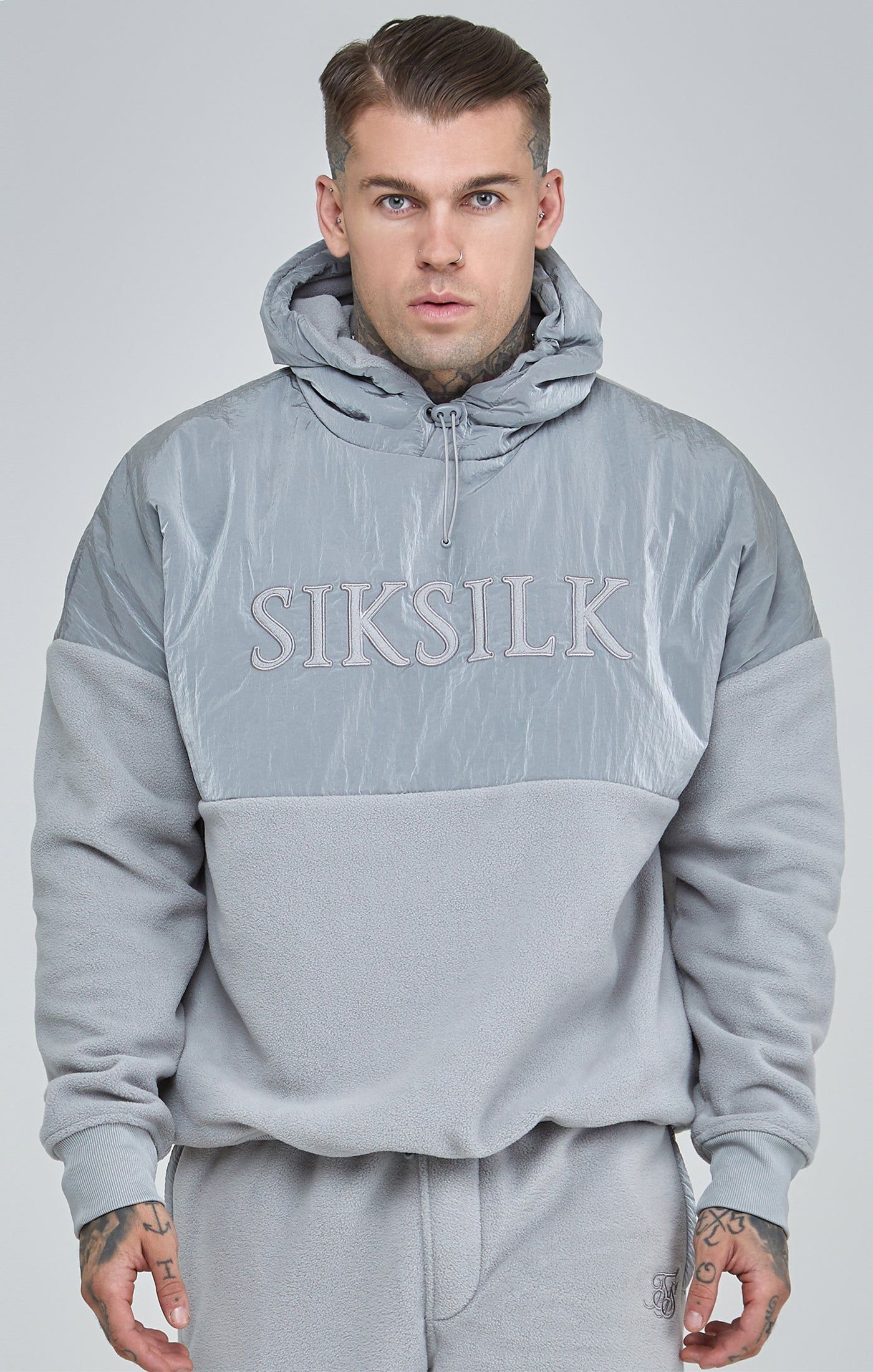 Grey Polar Fleece Cut & Sew Overhead Hoodie sold by Siksilk