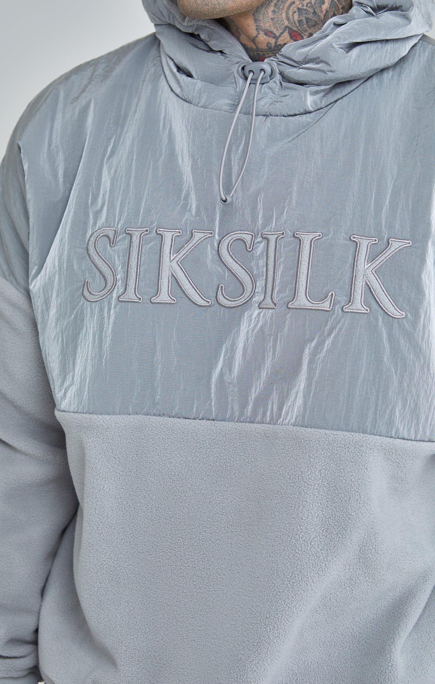 Grey Polar Fleece Cut & Sew Overhead Hoodie sold by Siksilk product image thumbnail 3