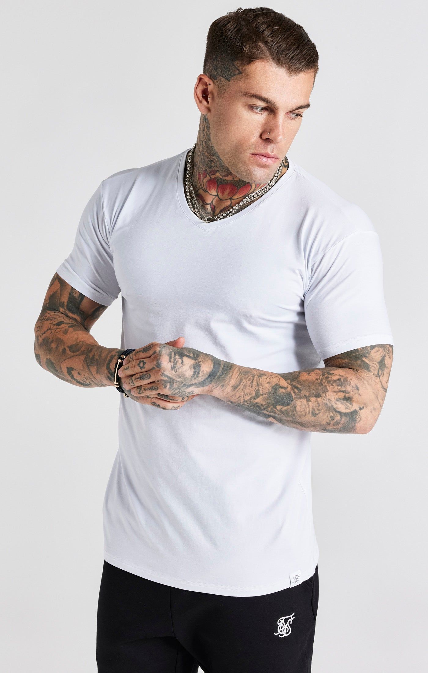 White And Grey Twin Pack V-Neck T-Shirt sold by Siksilk product image thumbnail 5