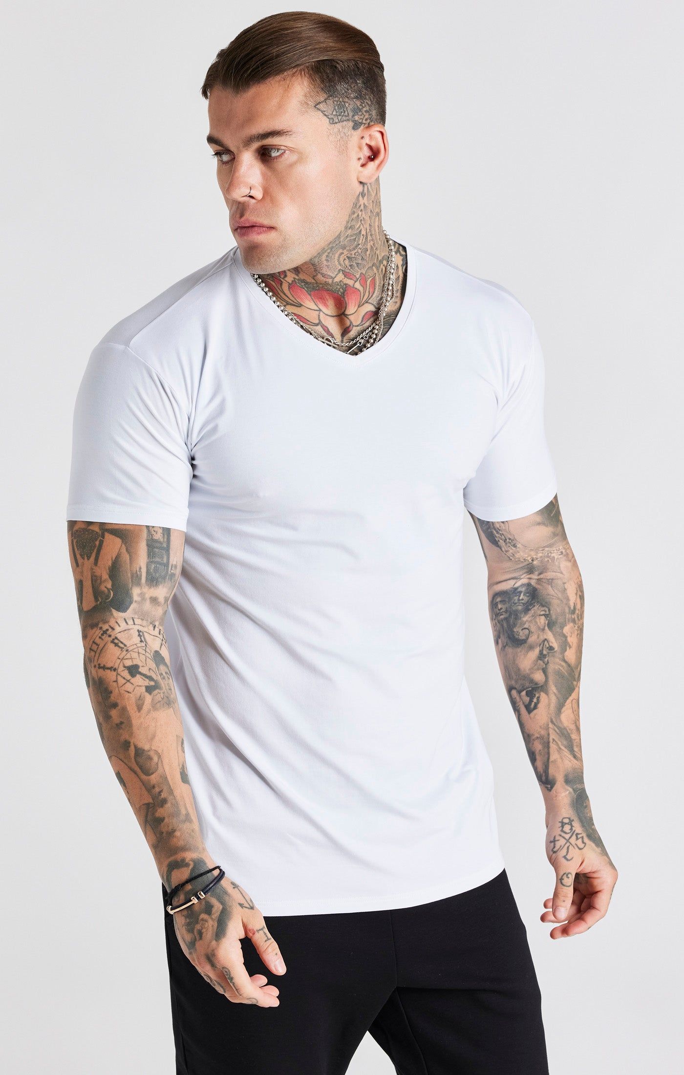 White And Grey Twin Pack V-Neck T-Shirt sold by Siksilk product image thumbnail 2