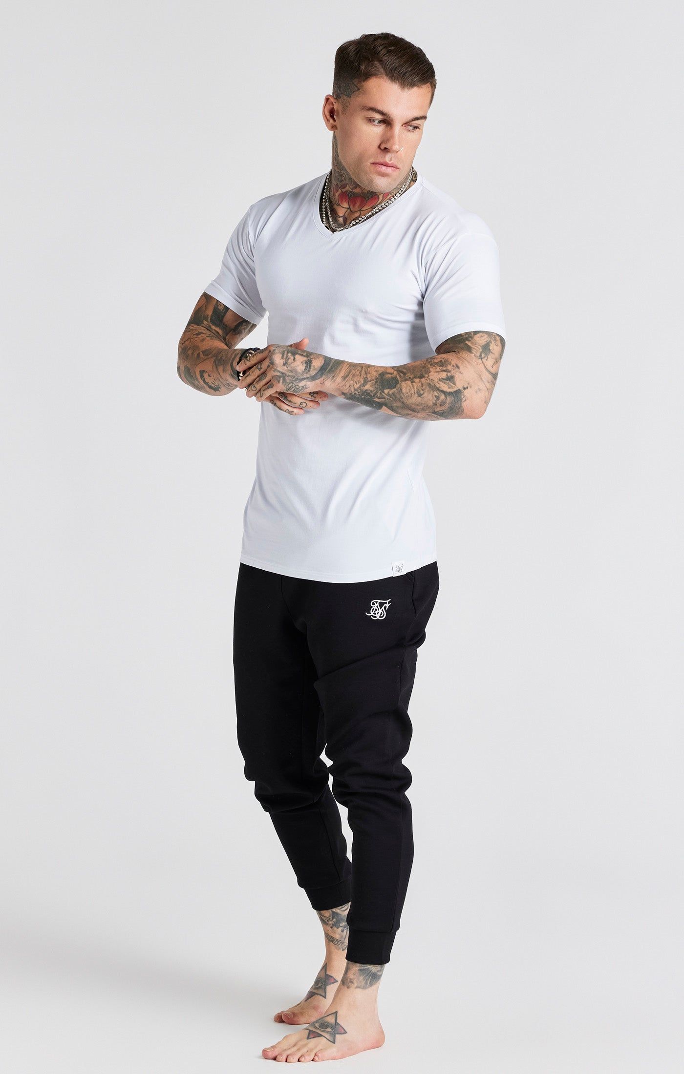 White And Grey Twin Pack V-Neck T-Shirt sold by Siksilk product image thumbnail 3