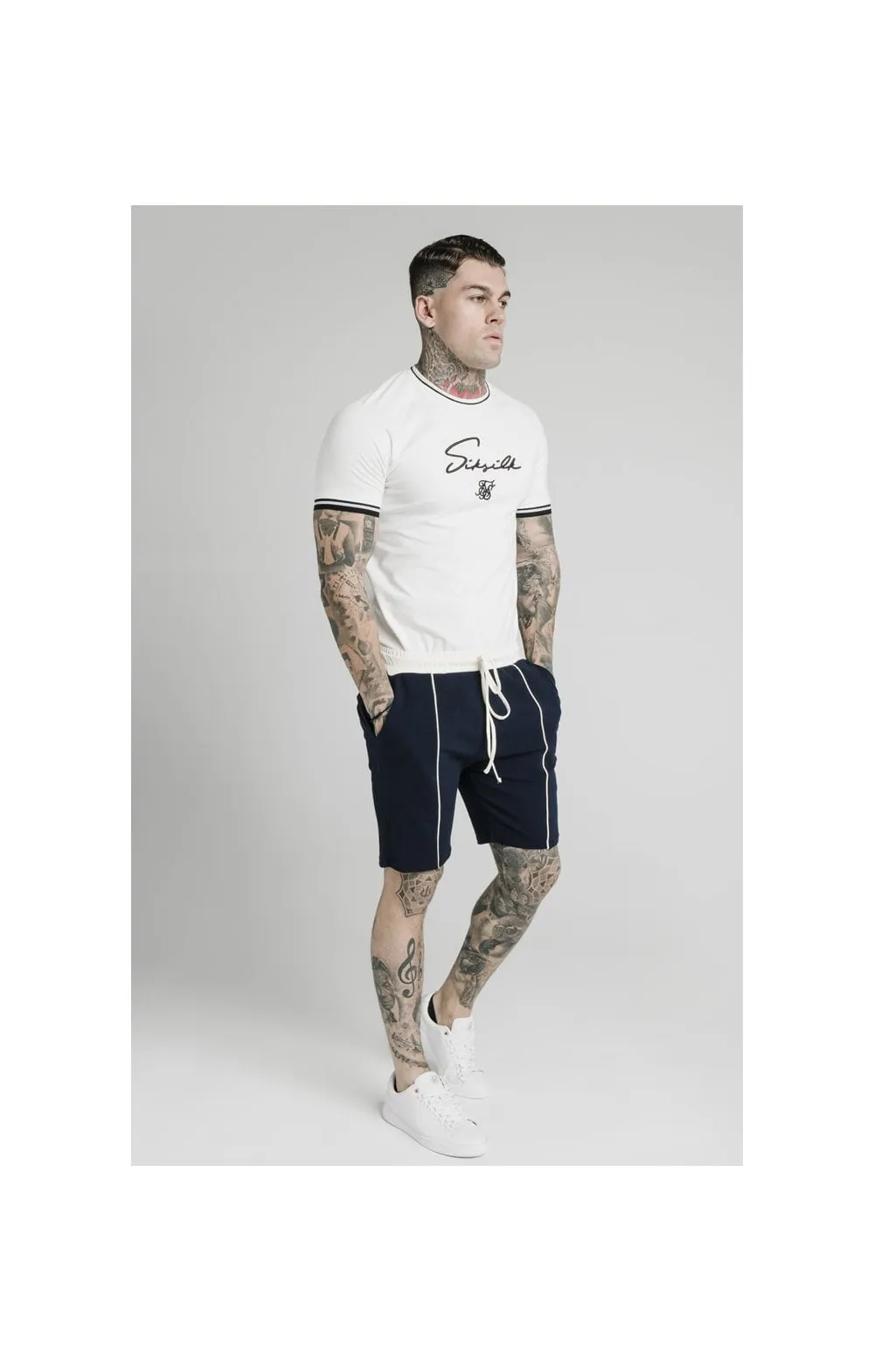 SikSilk Signature Piped Tech Tee - Off White sold by Siksilk product image thumbnail 4