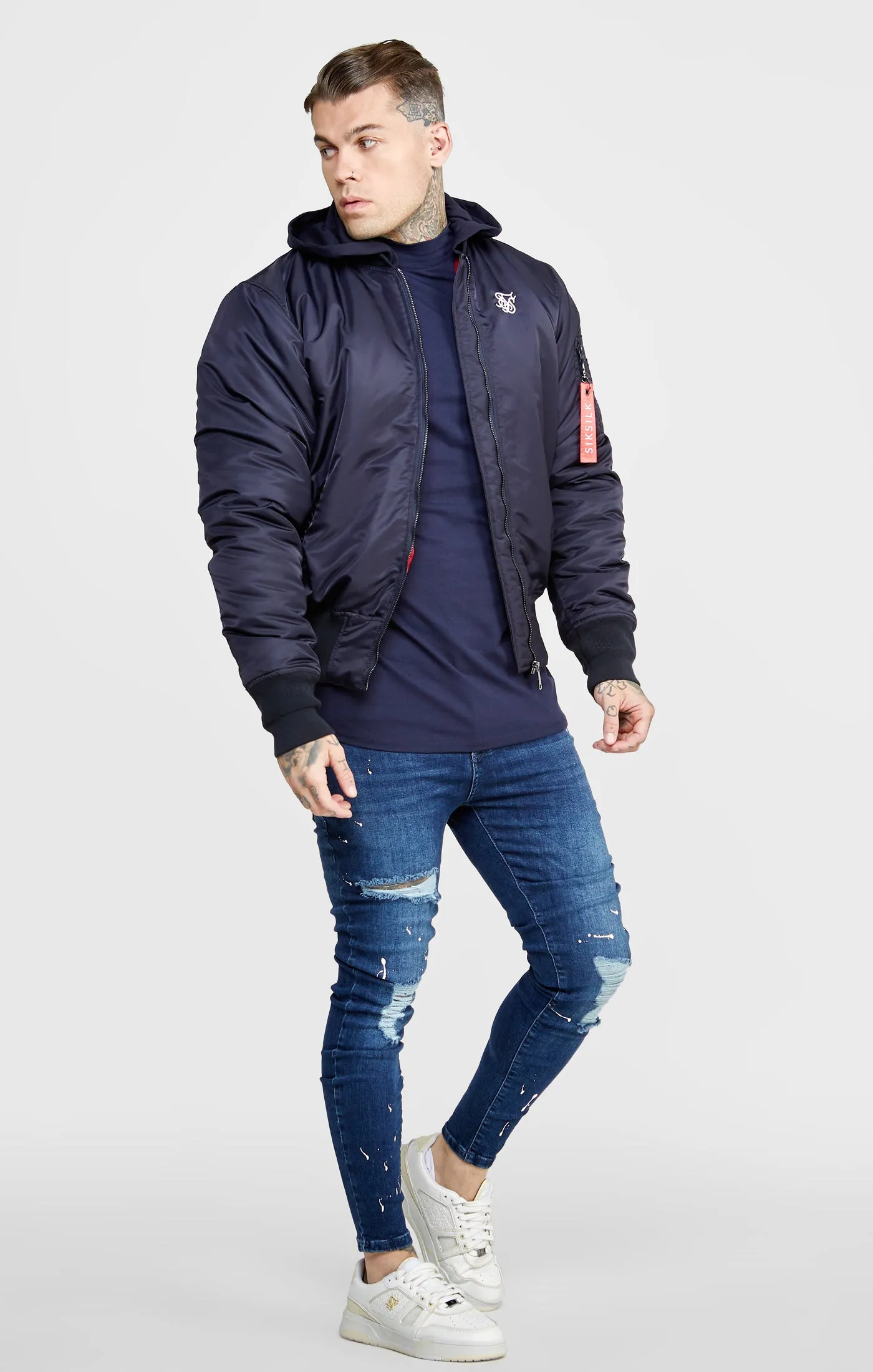 Navy Flight Bomber Jacket sold by Siksilk product image thumbnail 4