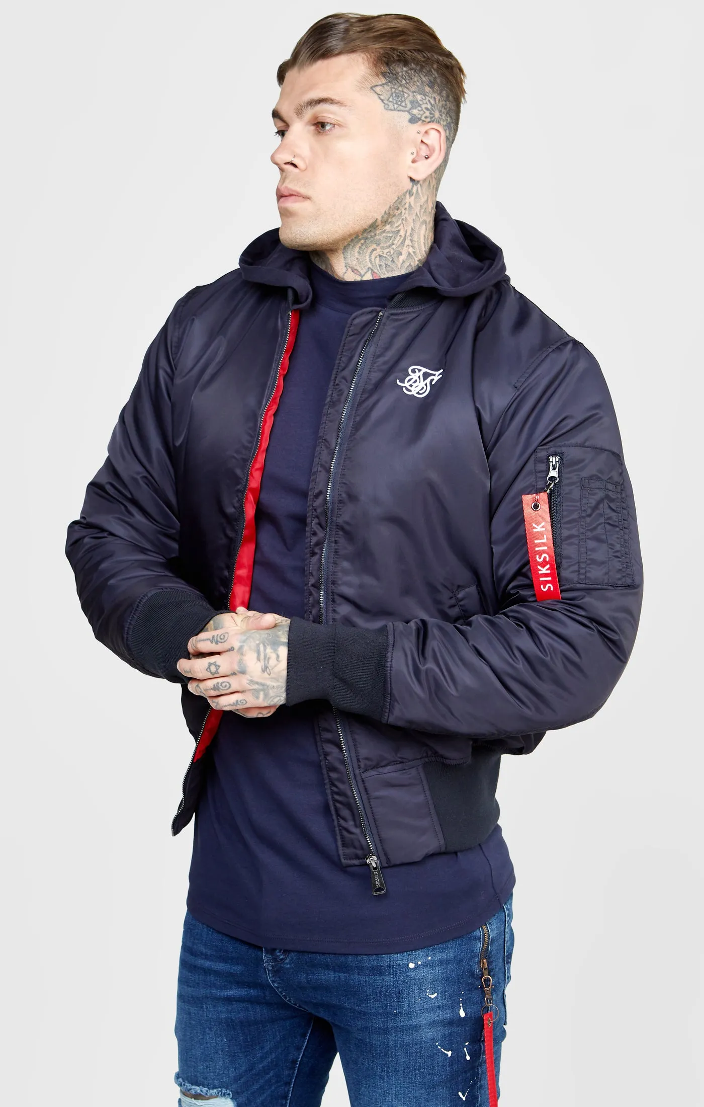 Navy Flight Bomber Jacket sold by Siksilk