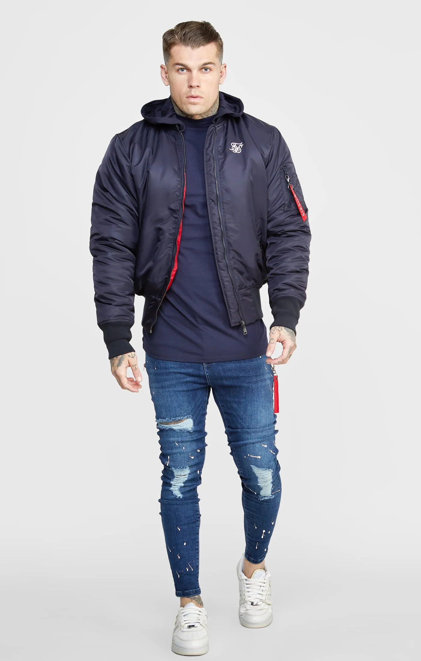 Navy Flight Bomber Jacket sold by Siksilk product image thumbnail 3