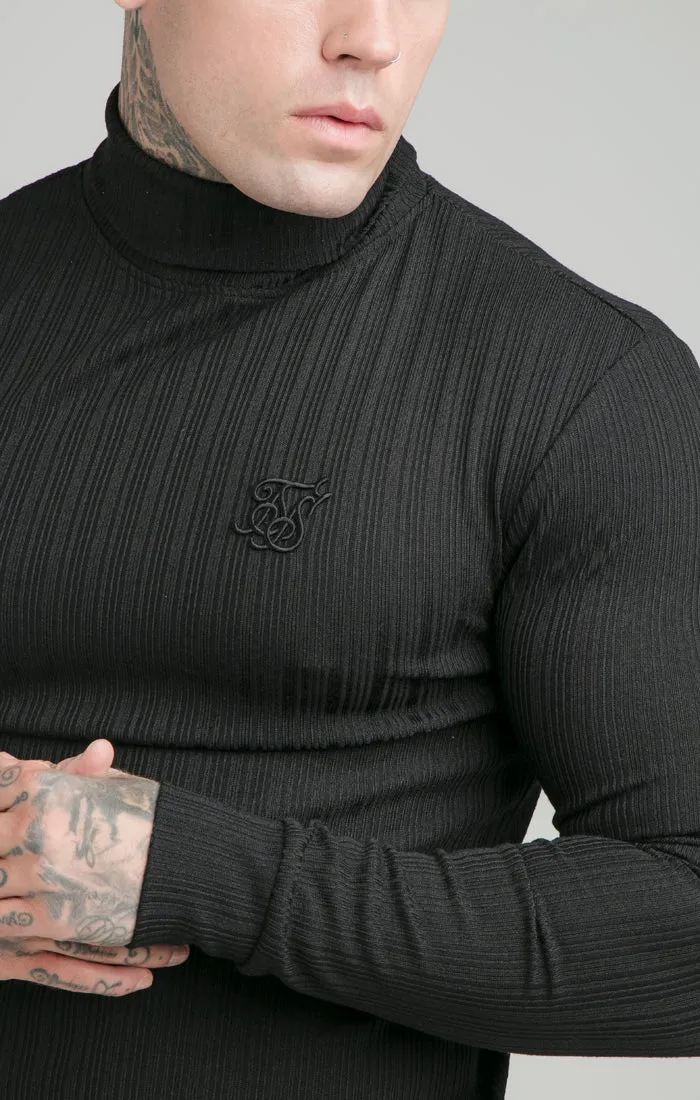 SikSilk L/S New Rib Knit Polo Neck - Black sold by Siksilk product image thumbnail 2