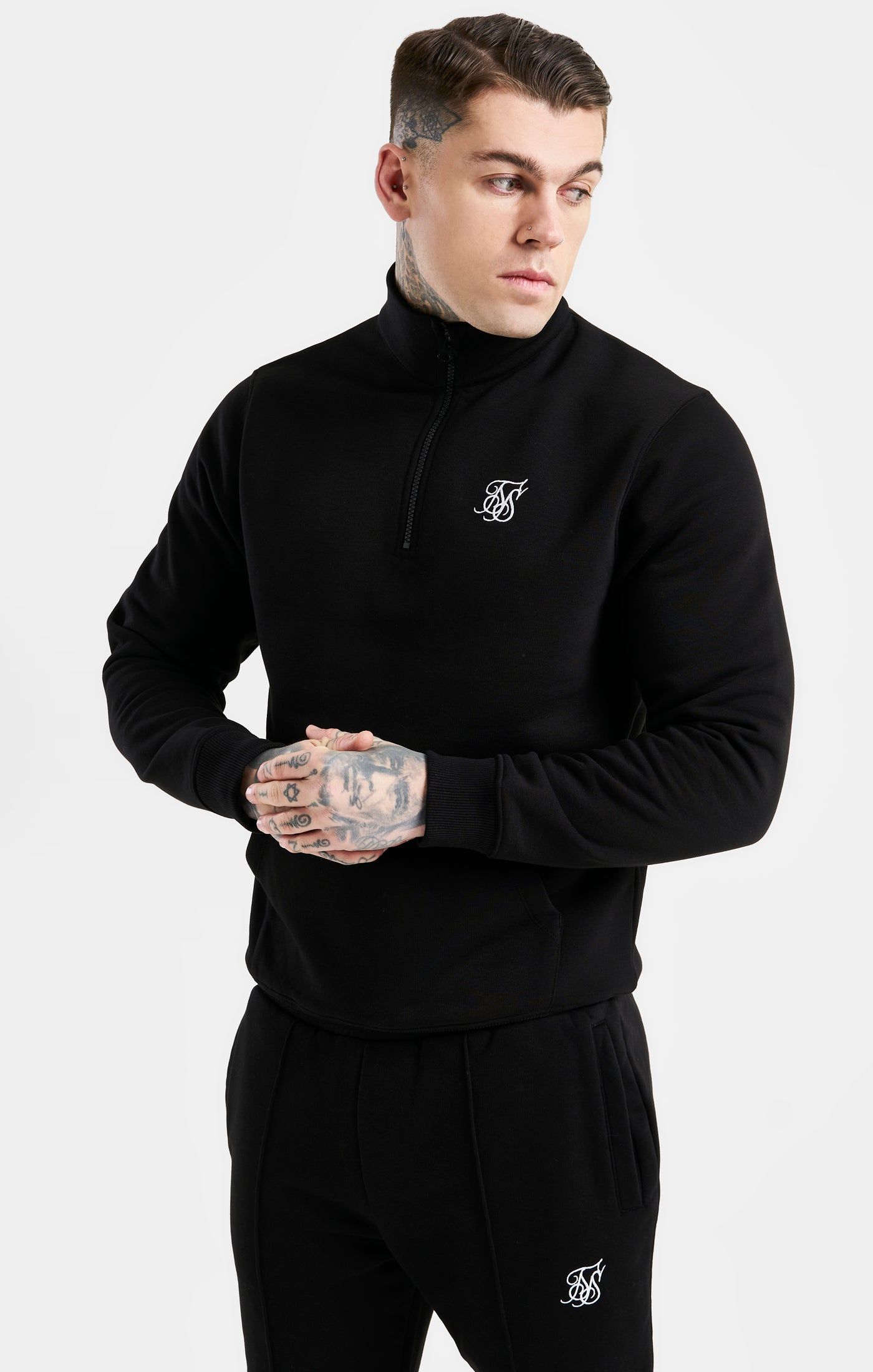 Black Zip Funnel Track Top sold by Siksilk