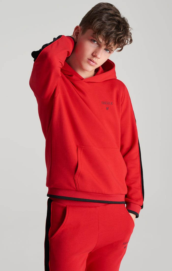 Boys Red Panelled Overhead Hoodie sold by Siksilk product image thumbnail 3