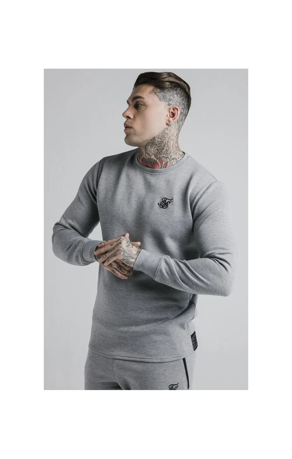 SikSilk L/S Exhibit Sweater - Grey Marl sold by Siksilk product image thumbnail 3