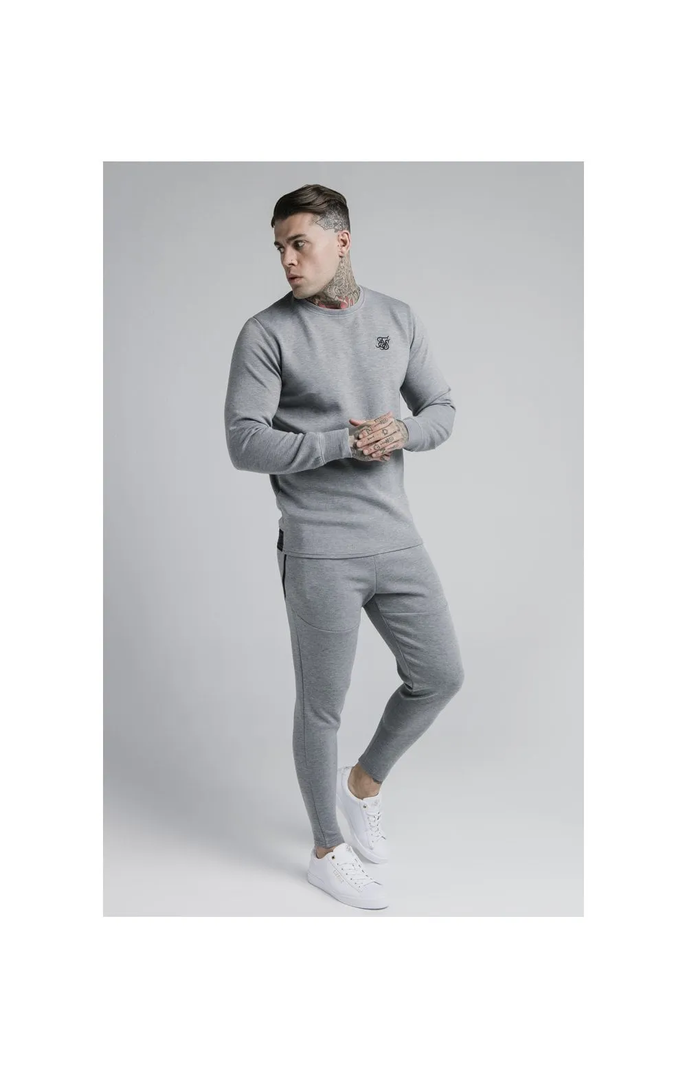 SikSilk L/S Exhibit Sweater - Grey Marl sold by Siksilk