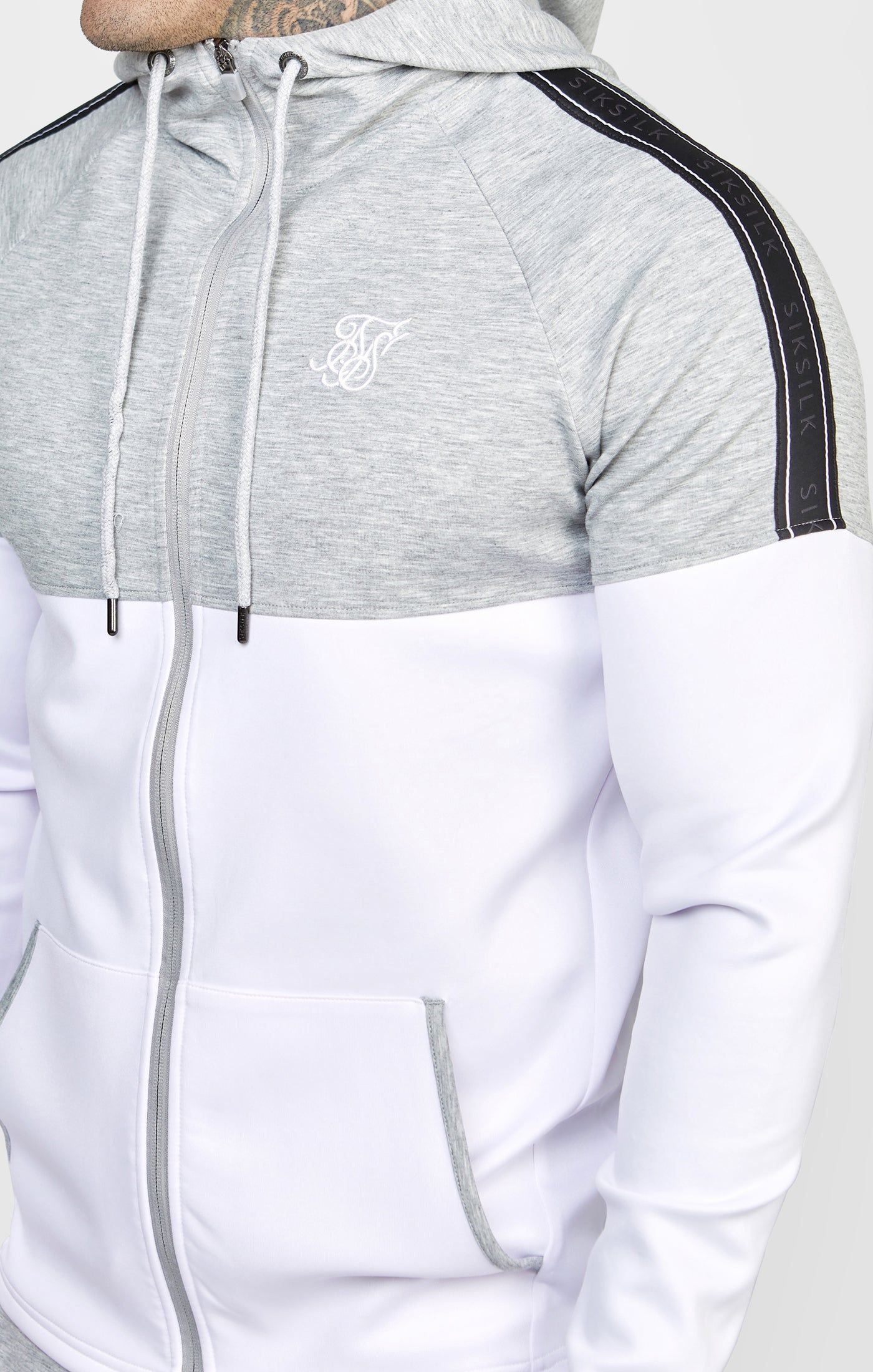 Grey Marl Zip Through Hoodie And Jogger Tracksuit Set sold by Siksilk product image thumbnail 8