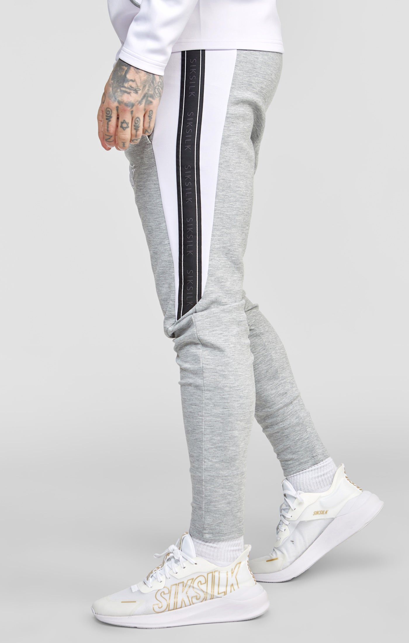 Grey Marl Zip Through Hoodie And Jogger Tracksuit Set sold by Siksilk product image thumbnail 3