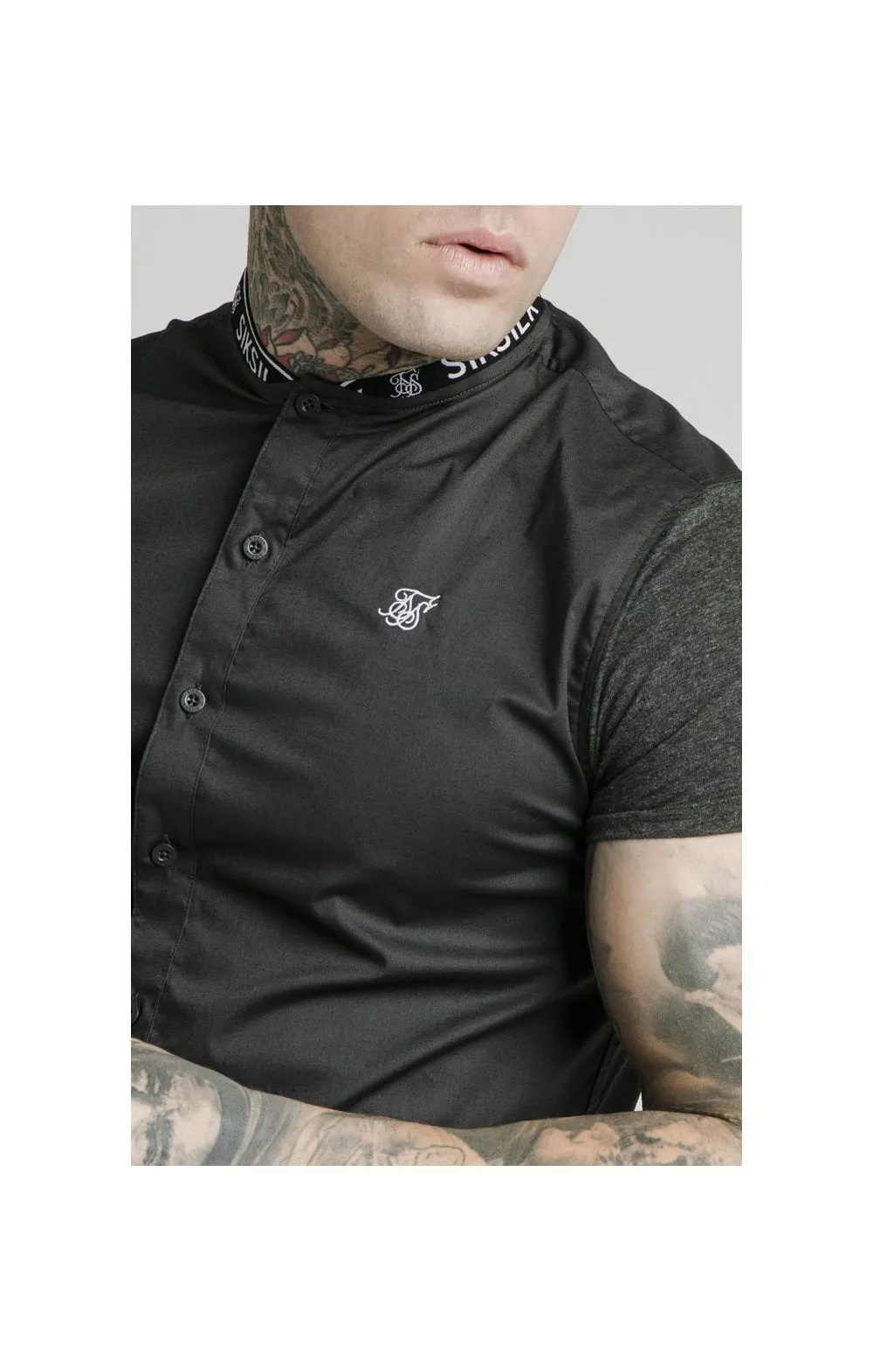 SikSilk S/S Tape Collar Shirt - Dark Grey sold by Siksilk product image thumbnail 2