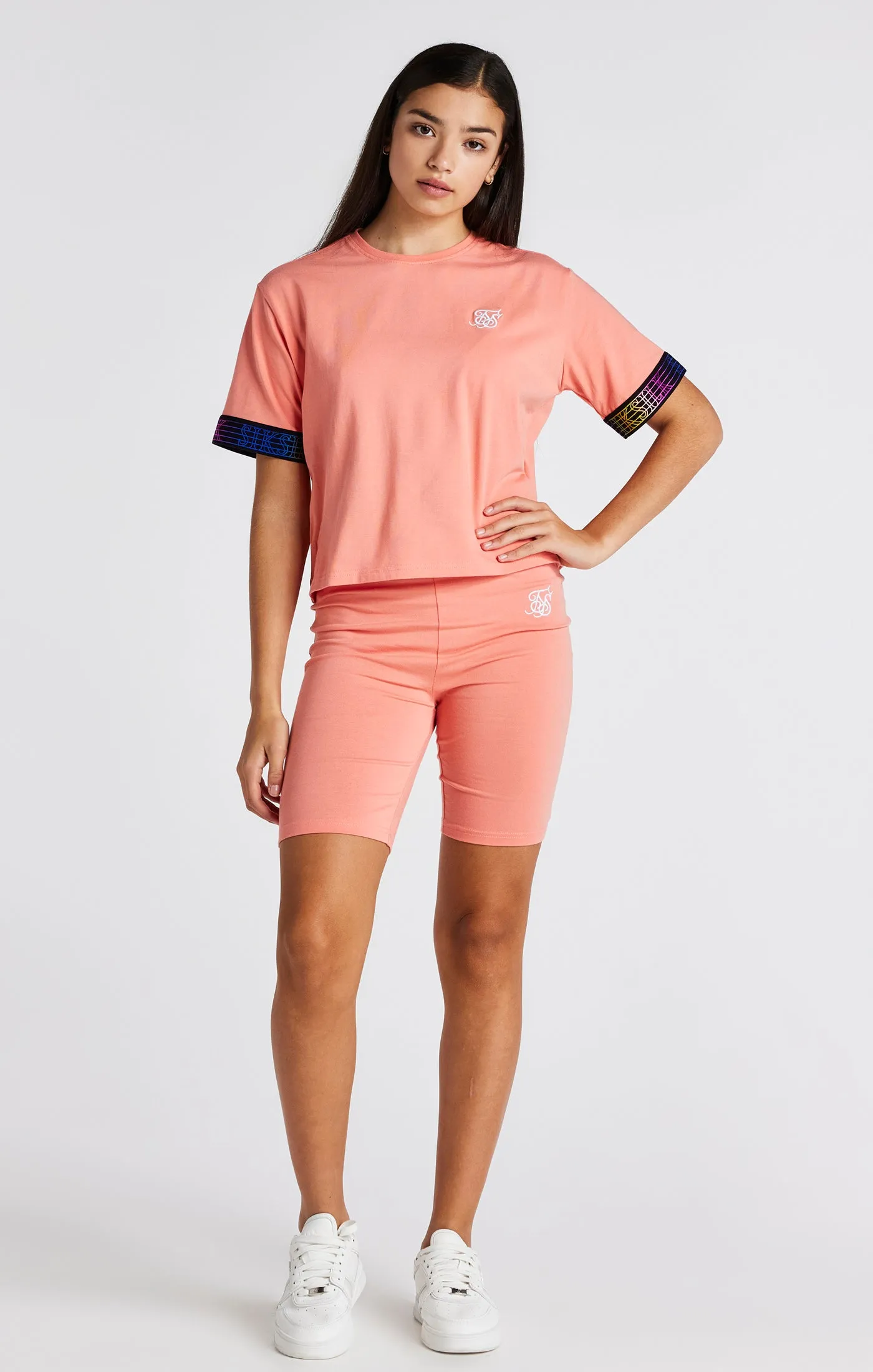 Girls Coral Taped Crop T-Shirt sold by Siksilk product image thumbnail 3
