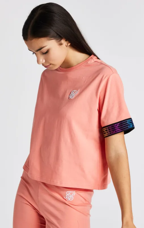 Girls Coral Taped Crop T-Shirt sold by Siksilk
