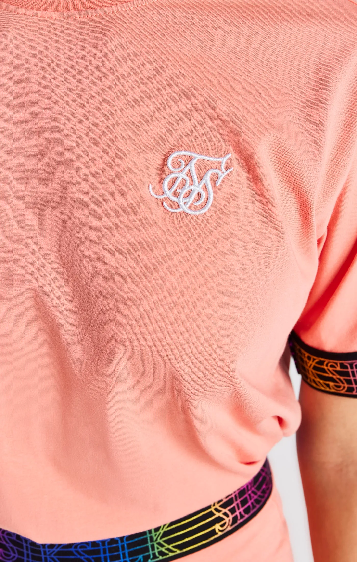 Girls Coral Taped Crop T-Shirt sold by Siksilk product image thumbnail 2