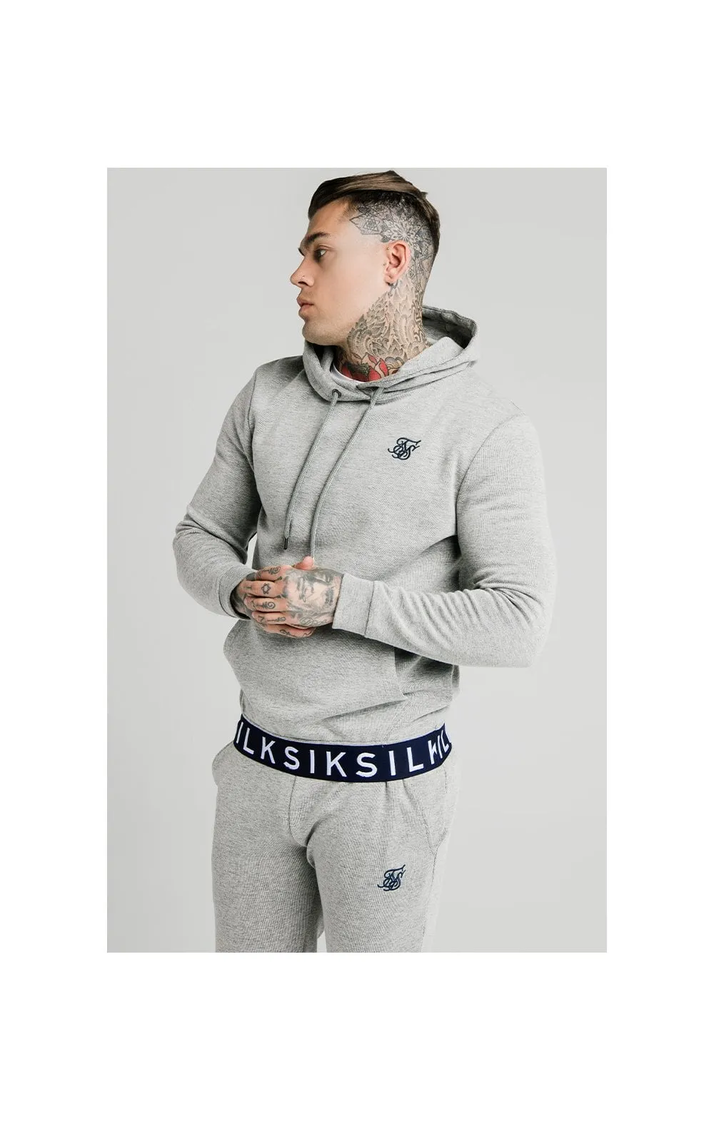 SikSilk Elastic Jacquard Overhead Hoodie – Grey sold by Siksilk