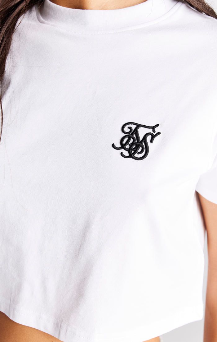 White Essential Box Fit Crop T-Shirt sold by Siksilk product image thumbnail 3