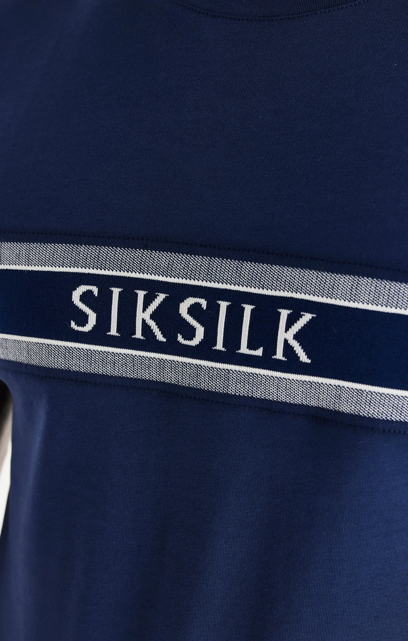Navy Knitted Tape Muscle Fit T-Shirt sold by Siksilk product image thumbnail 2