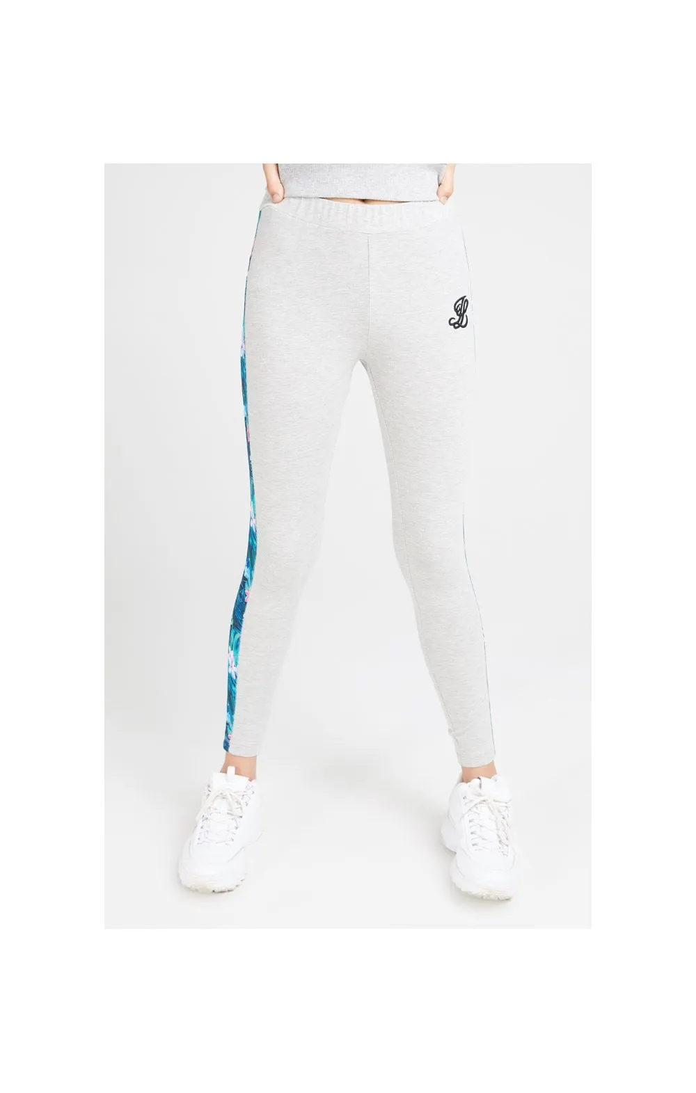 Illusive London Panelled Leggings - Grey Marl & Tropical sold by Siksilk product image thumbnail 4