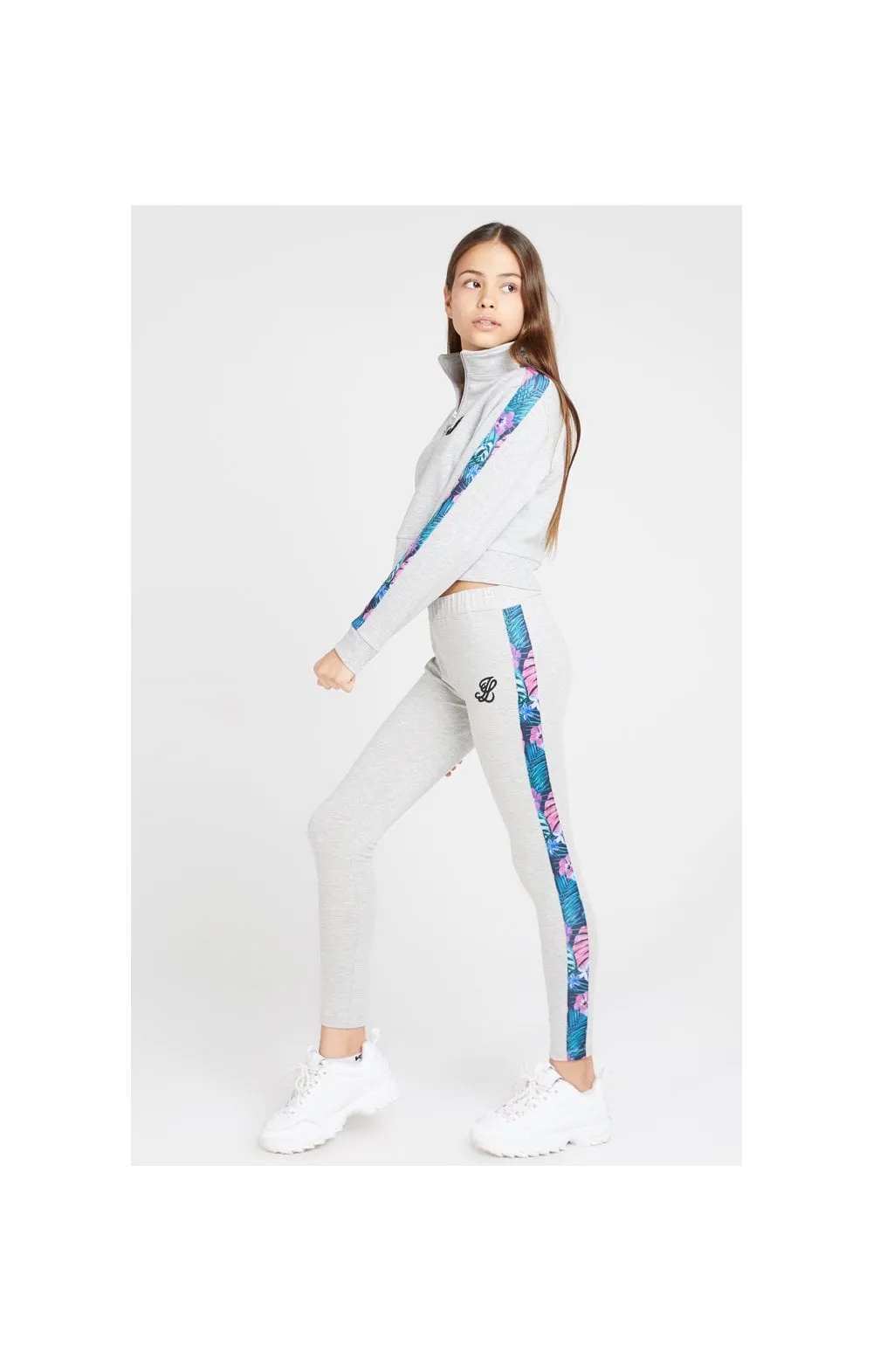 Illusive London Panelled Leggings - Grey Marl & Tropical sold by Siksilk