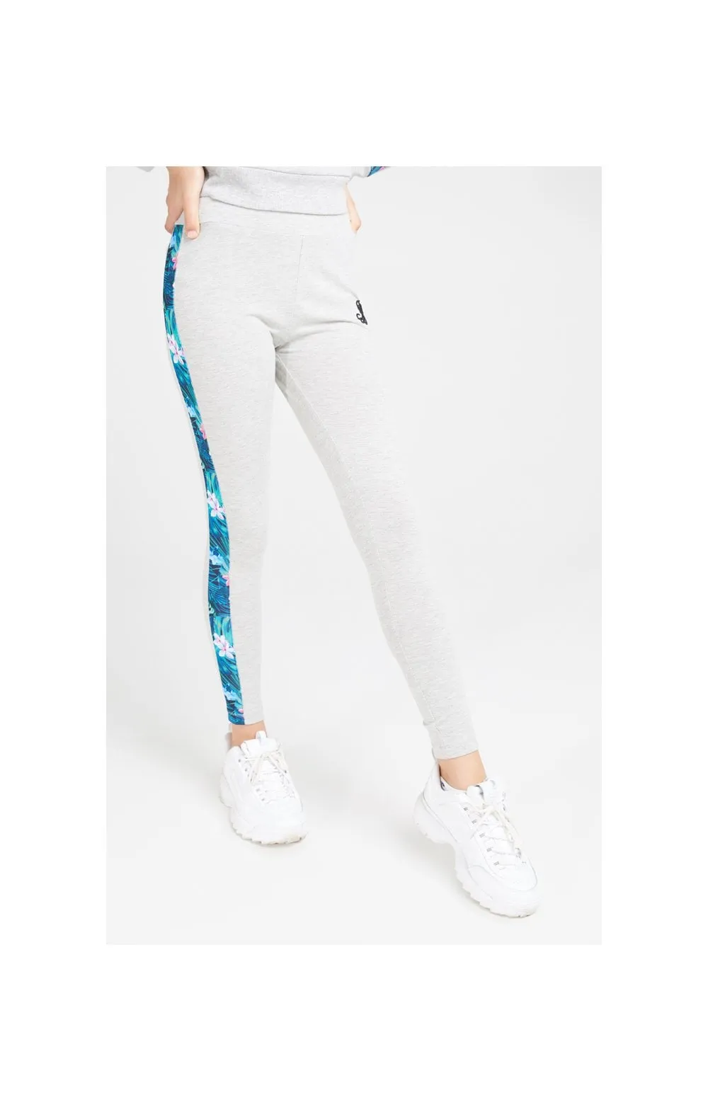 Illusive London Panelled Leggings - Grey Marl & Tropical sold by Siksilk product image thumbnail 5