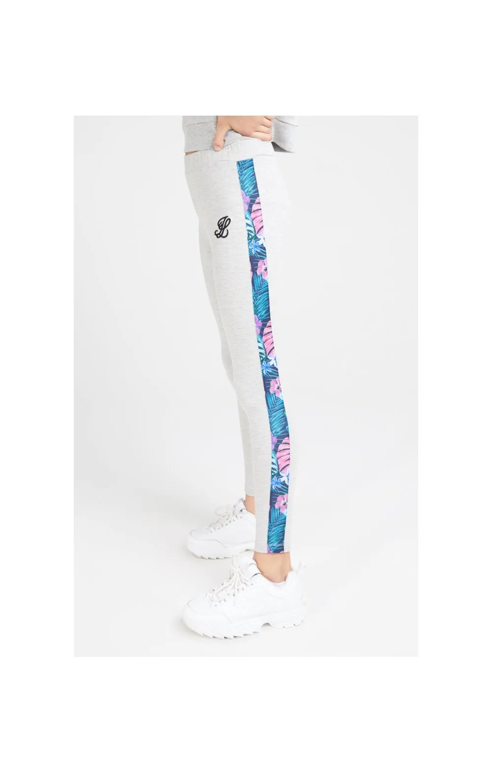 Illusive London Panelled Leggings - Grey Marl & Tropical sold by Siksilk product image thumbnail 2