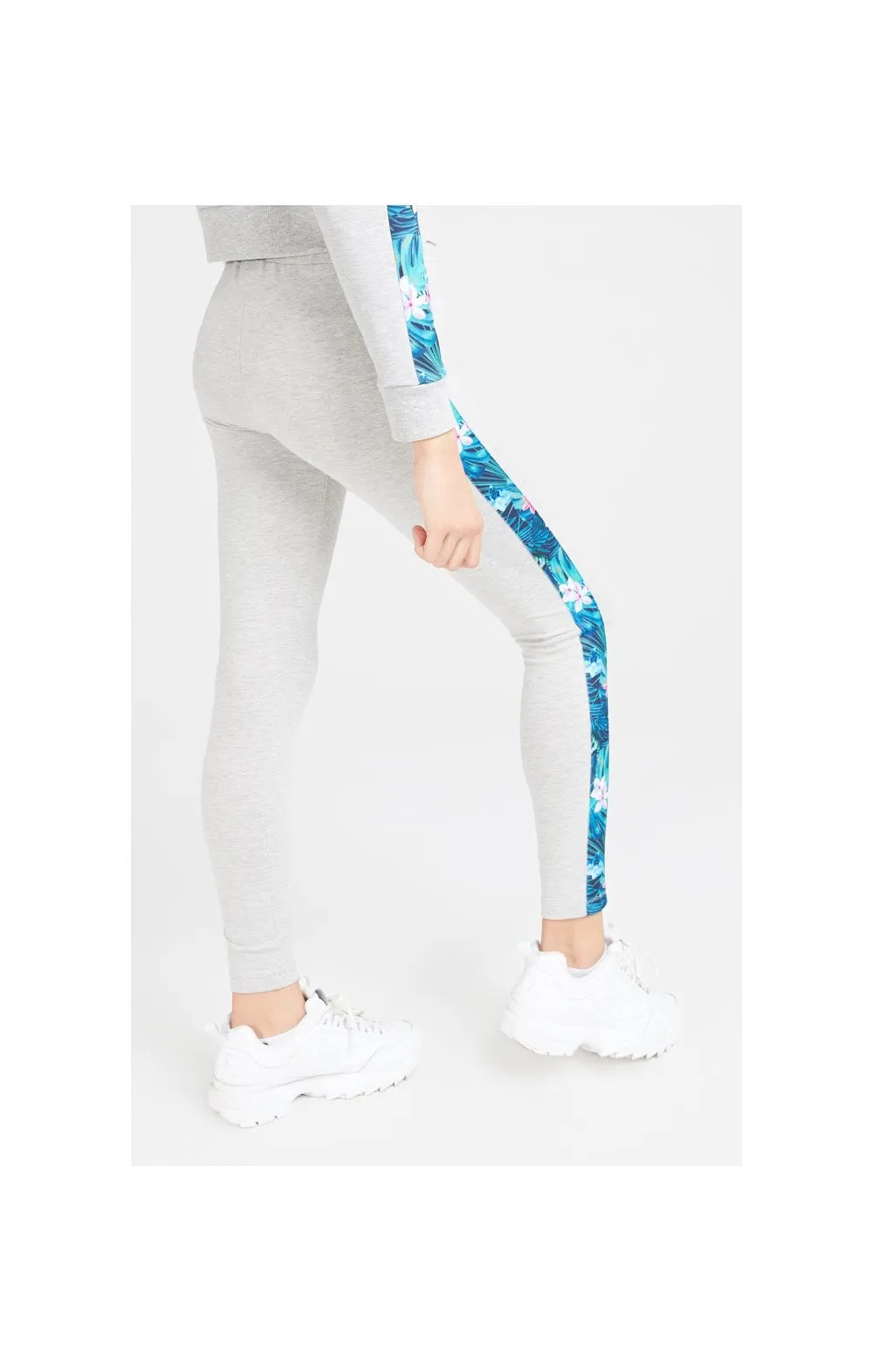 Illusive London Panelled Leggings - Grey Marl & Tropical sold by Siksilk product image thumbnail 3
