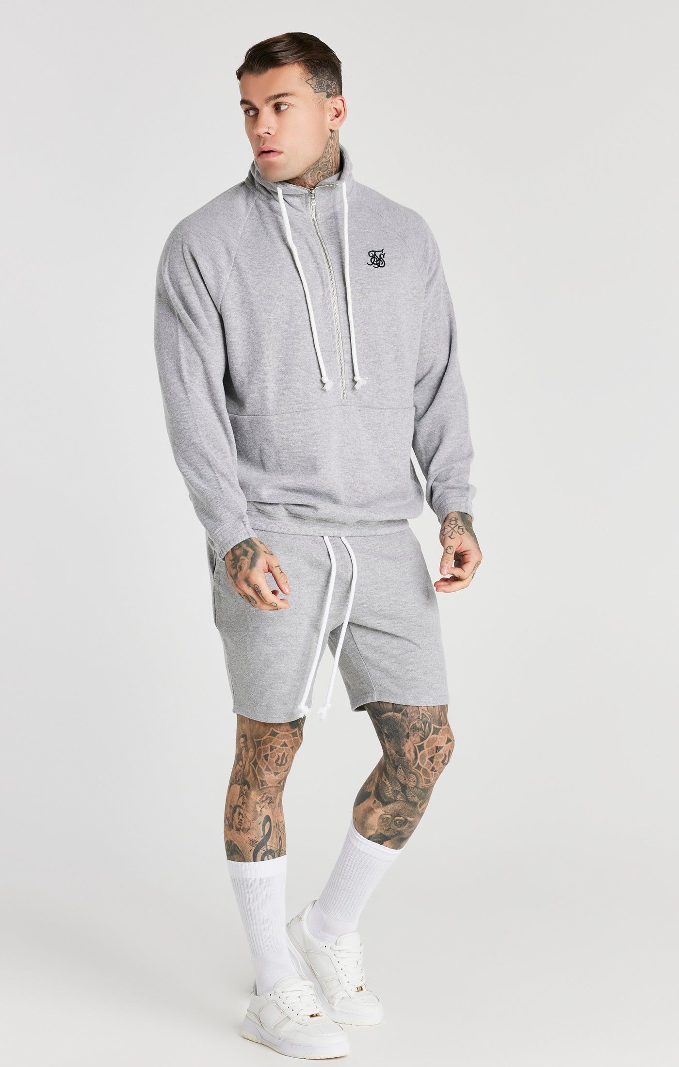 Grey Marl Half Zip Rib Funnel sold by Siksilk product image thumbnail 3