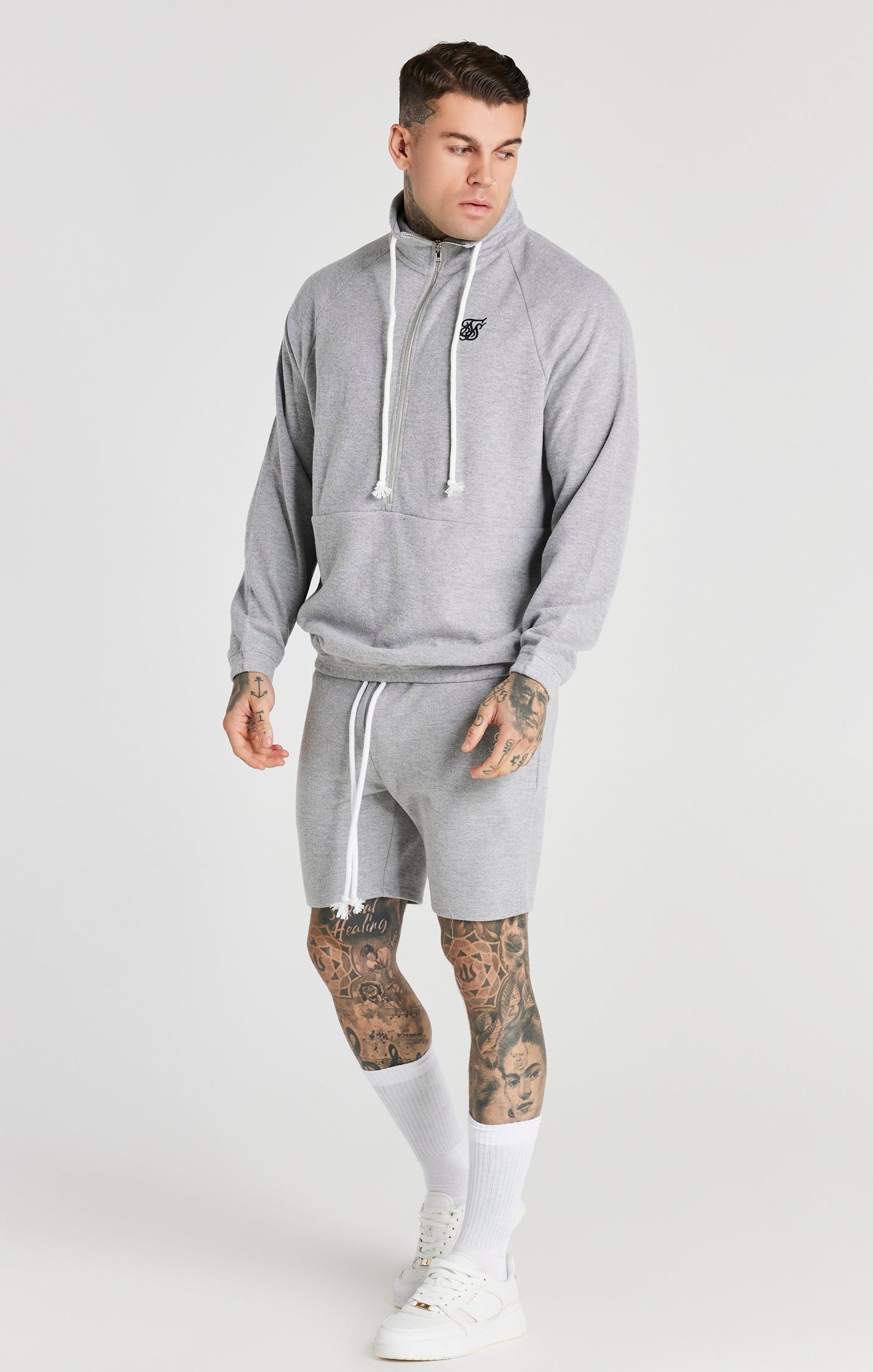 Grey Marl Half Zip Rib Funnel sold by Siksilk product image thumbnail 2