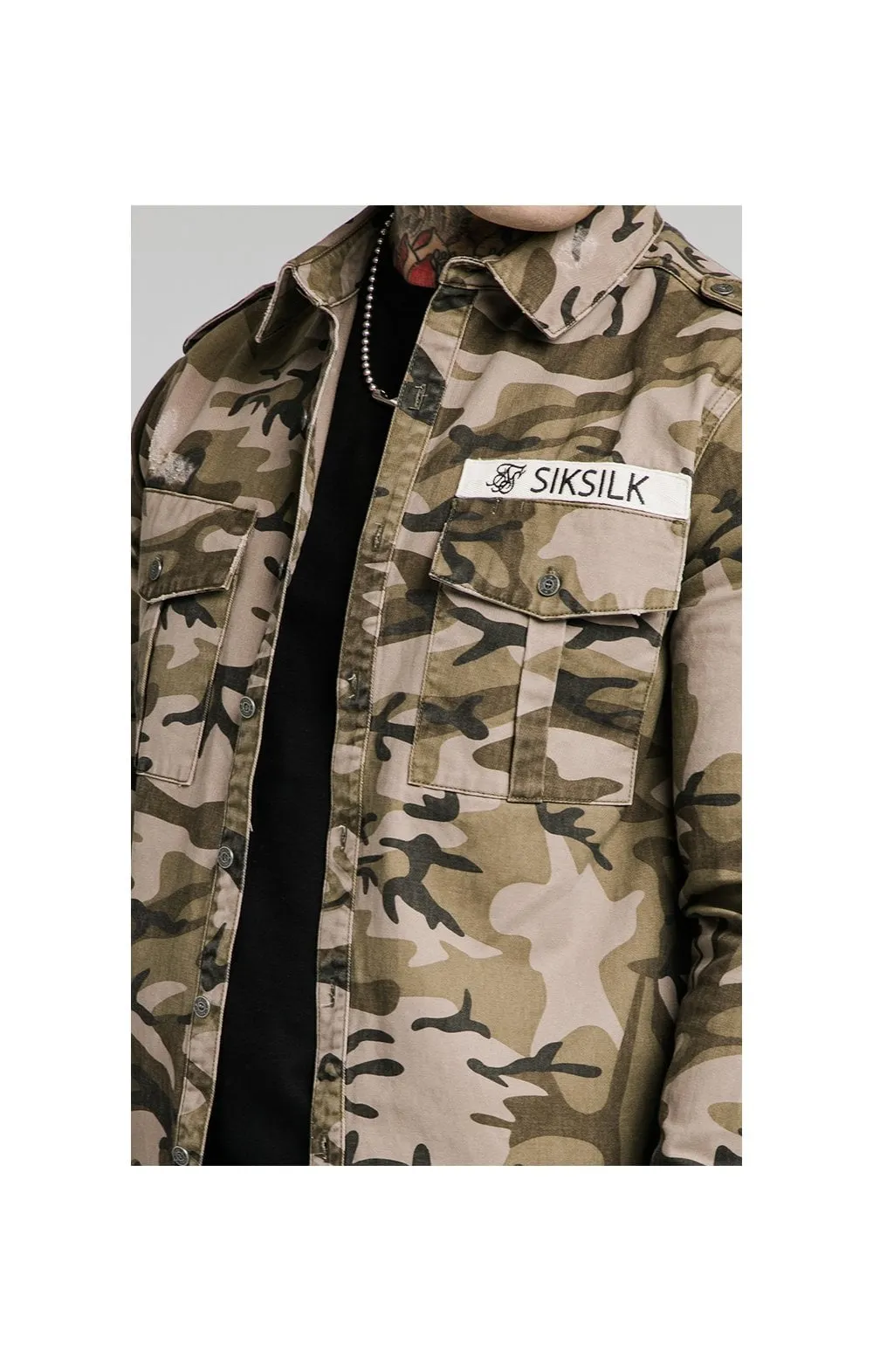 SikSilk L/S Utility Denim Shirt Jacket - Camo sold by Siksilk product image thumbnail 3