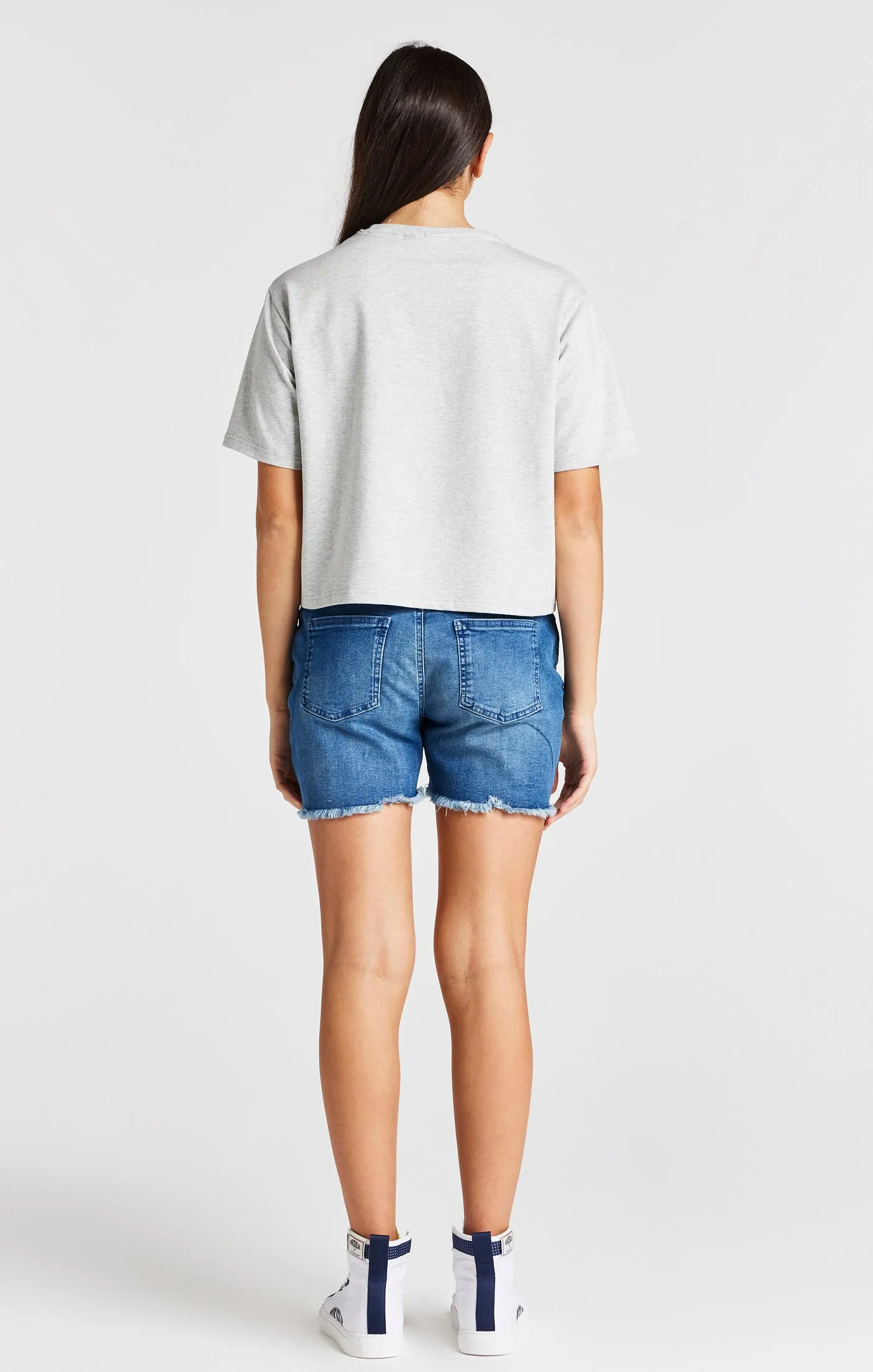 Girls Grey Marl Varsity Crop T-Shirt sold by Siksilk product image thumbnail 5