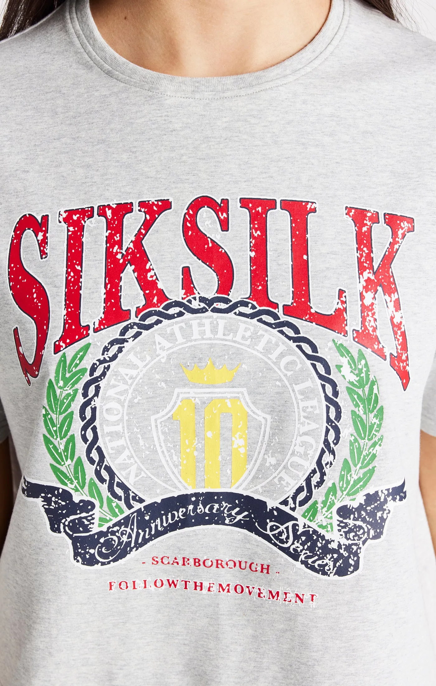 Girls Grey Marl Varsity Crop T-Shirt sold by Siksilk product image thumbnail 2
