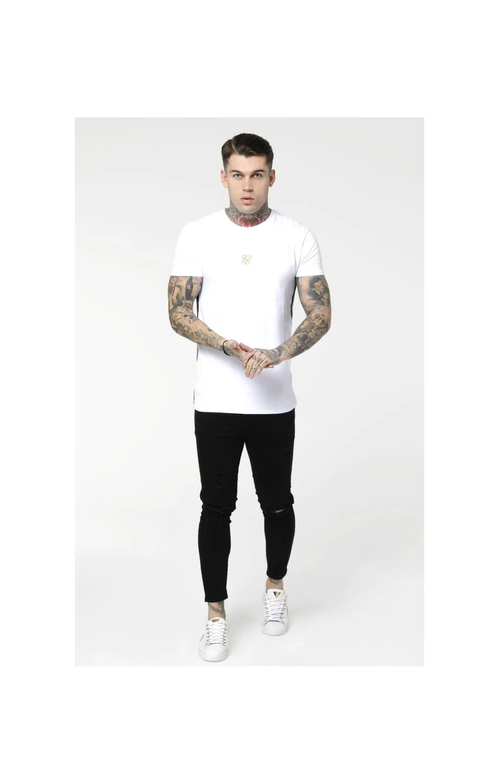 SikSilk S/S Side Tape Tee – White & Gold sold by Siksilk product image thumbnail 4