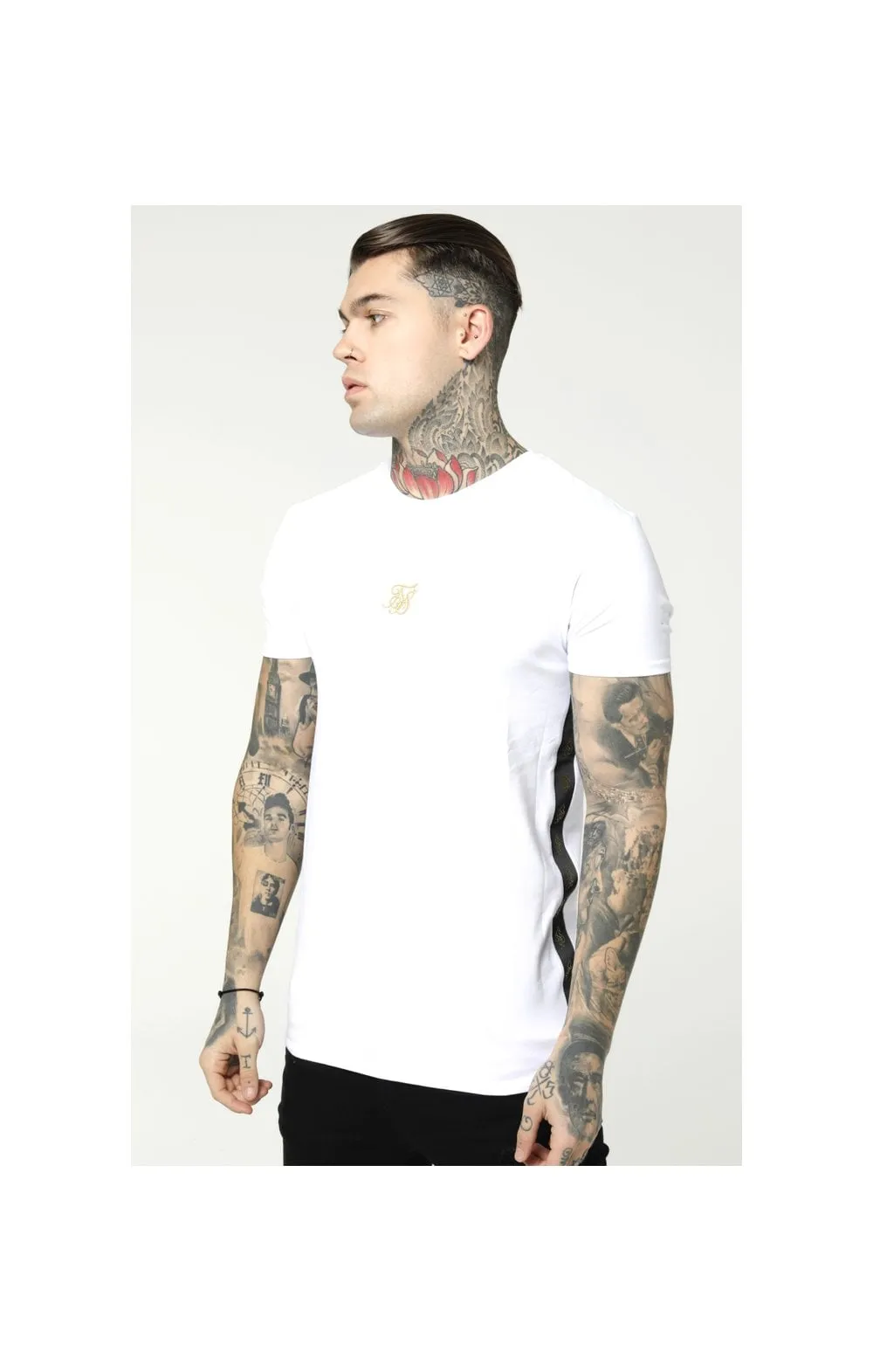 SikSilk S/S Side Tape Tee – White & Gold sold by Siksilk product image thumbnail 2