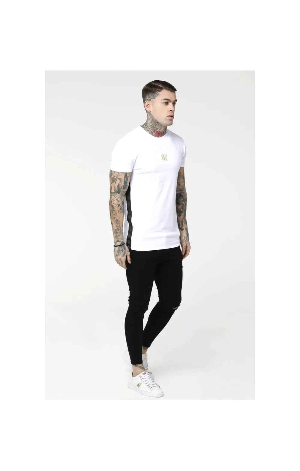 SikSilk S/S Side Tape Tee – White & Gold sold by Siksilk product image thumbnail 3