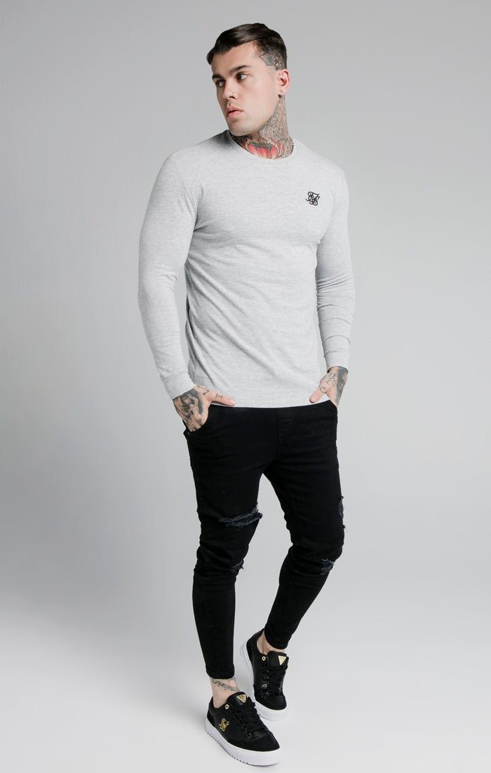 Grey Marl Essential Muscle Fit T-Shirt sold by Siksilk product image thumbnail 4