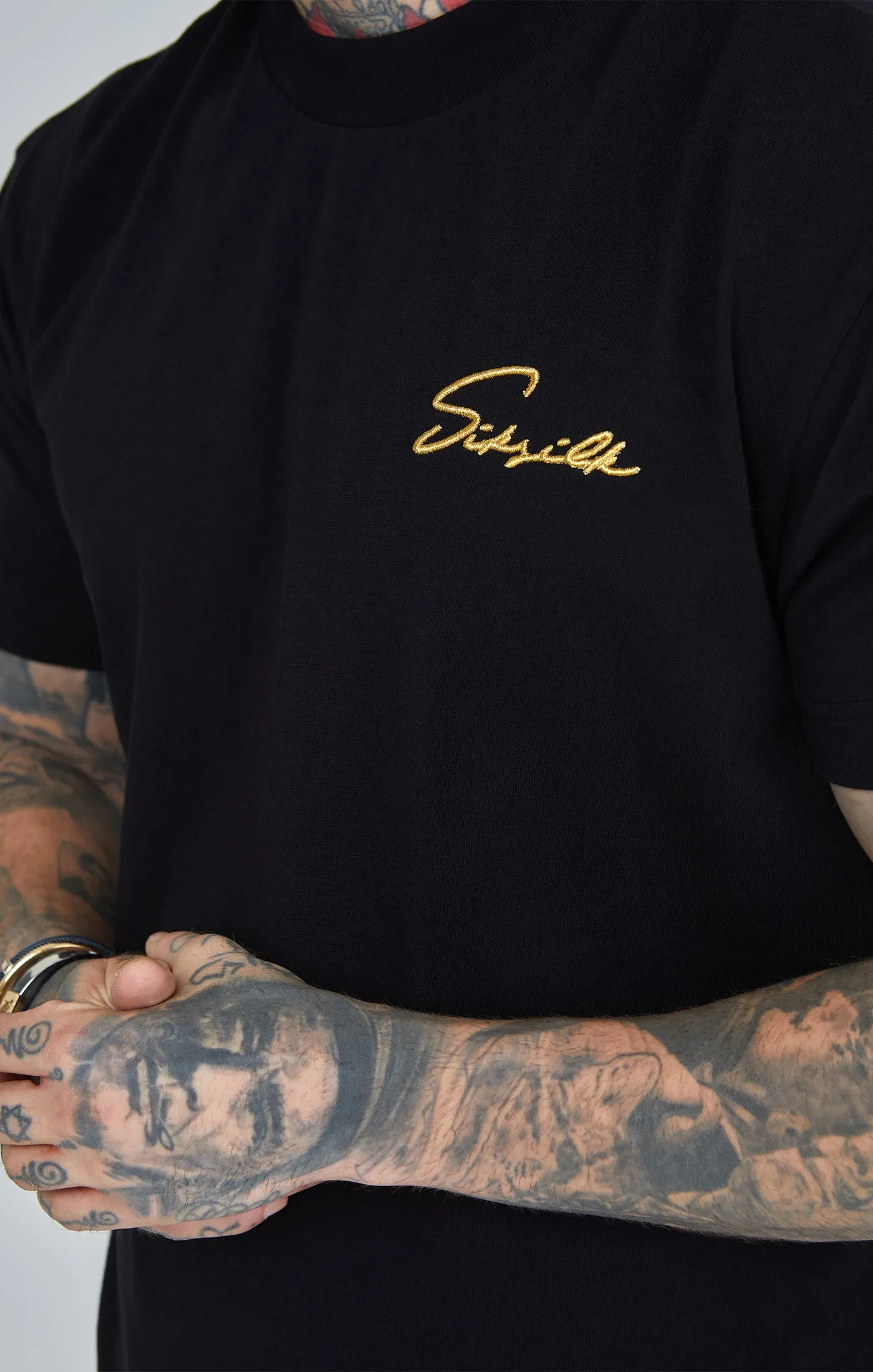 Black Script Print Oversized T-Shirt sold by Siksilk product image thumbnail 4