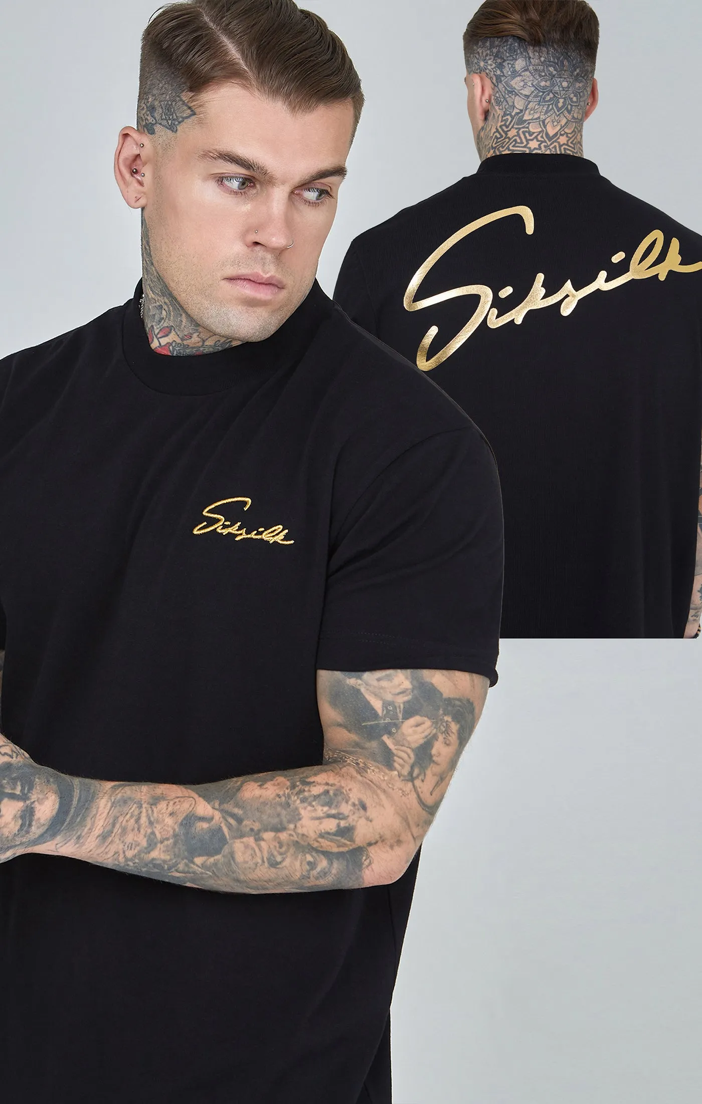 Black Script Print Oversized T-Shirt sold by Siksilk