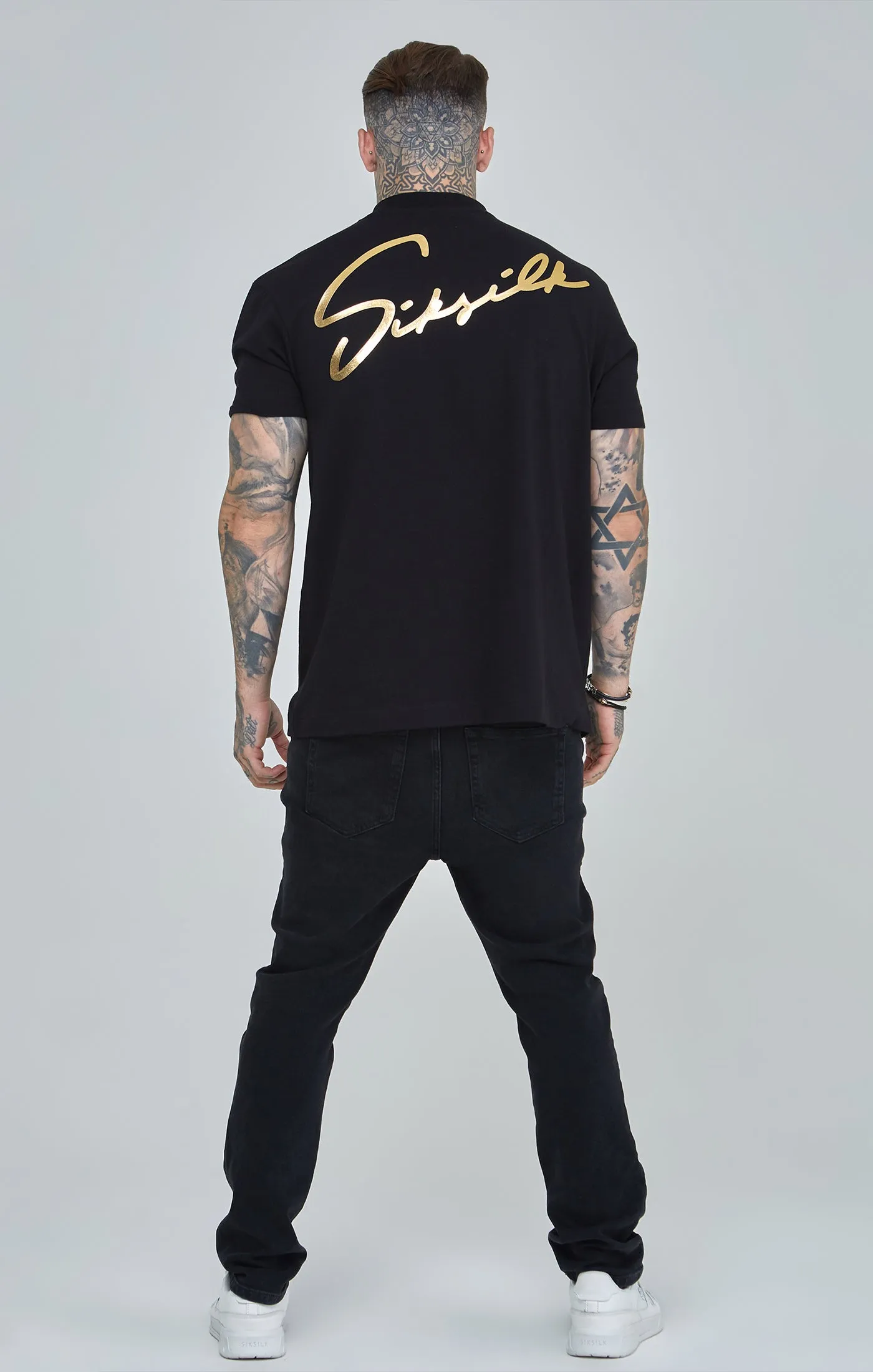 Black Script Print Oversized T-Shirt sold by Siksilk product image thumbnail 5
