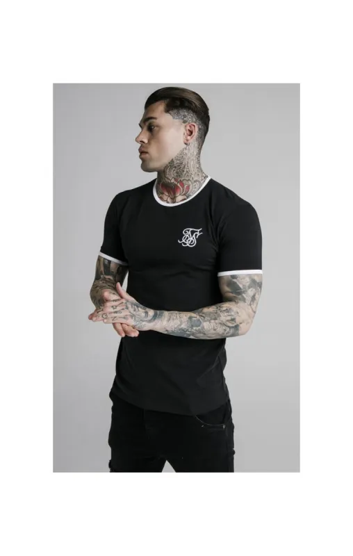SikSilk Straight Hem Ringer Tee – Black & White sold by Siksilk