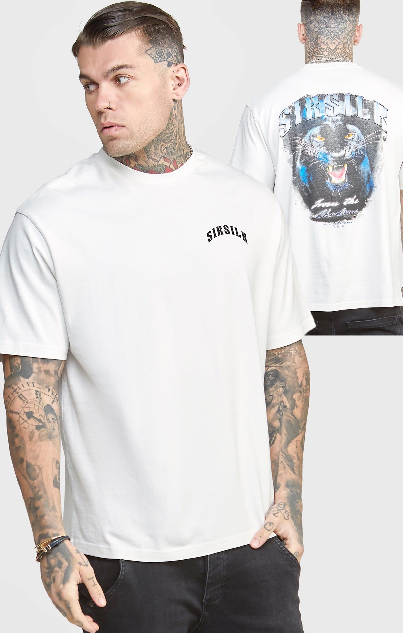 White Graphic Oversized T-Shirt sold by Siksilk