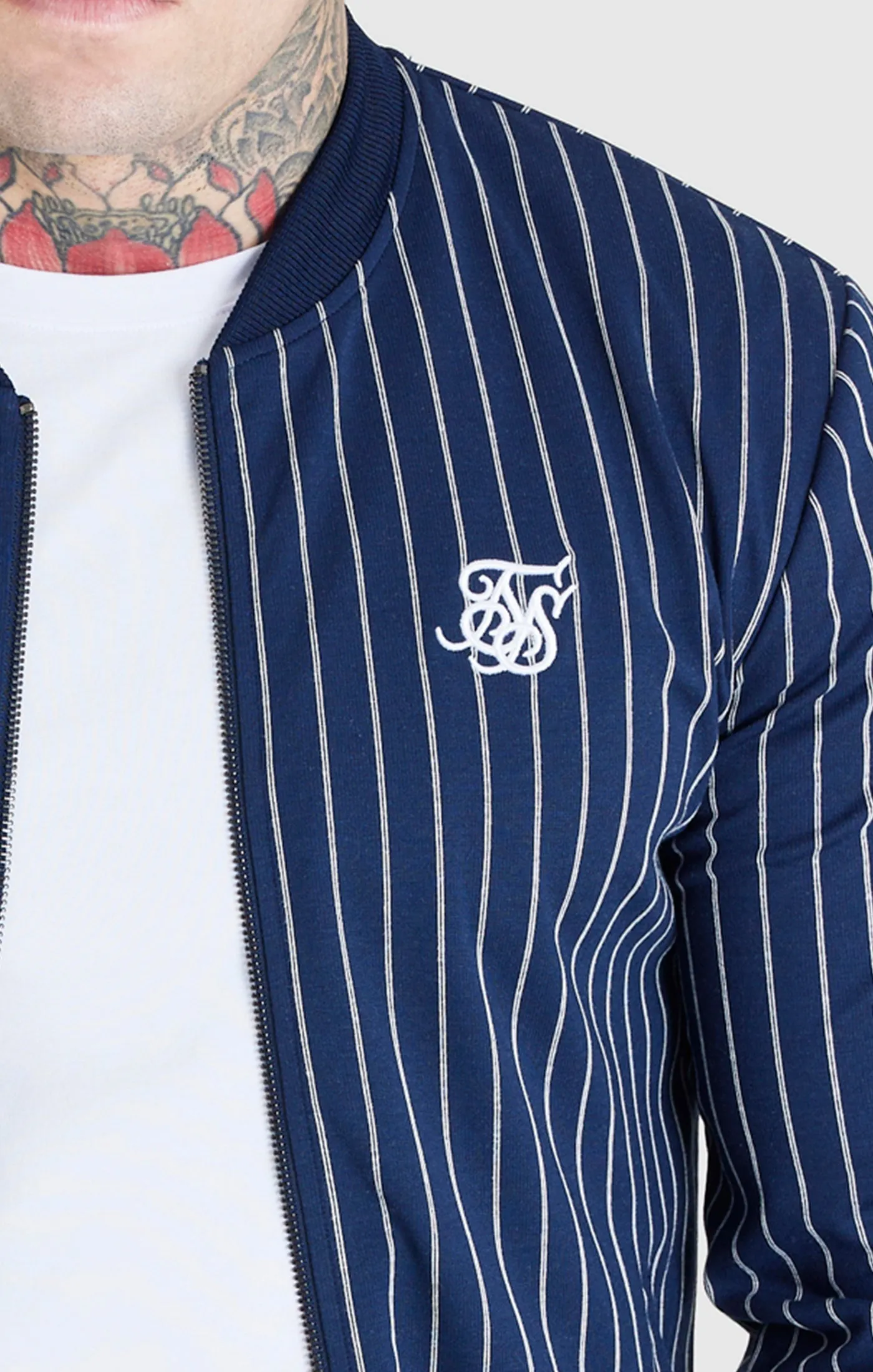 SikSilk Pinstripe Bomber - Navy sold by Siksilk product image thumbnail 2
