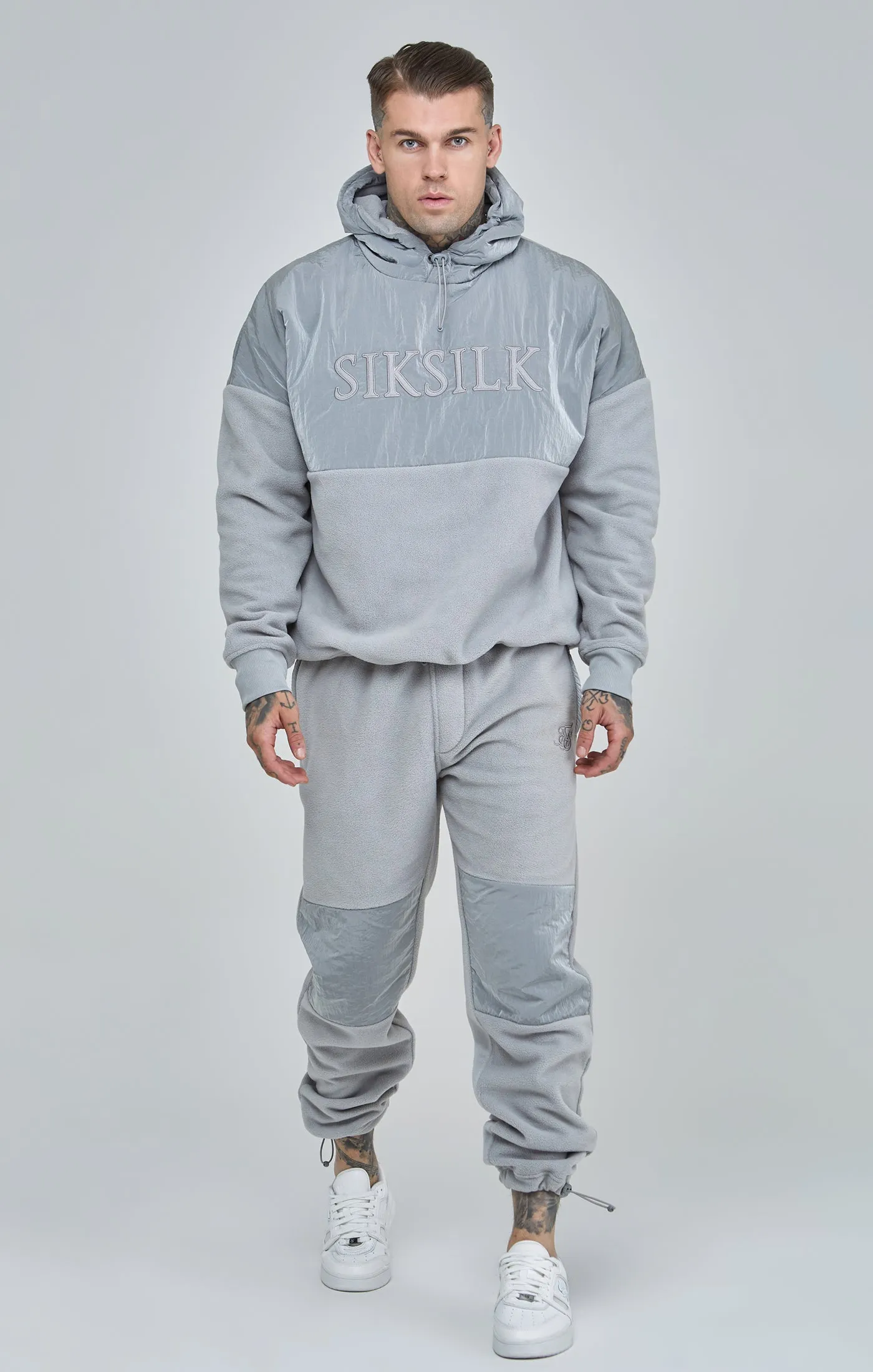Grey Polar Fleece Cut & Sew Overhead Hoodie sold by Siksilk product image thumbnail 4