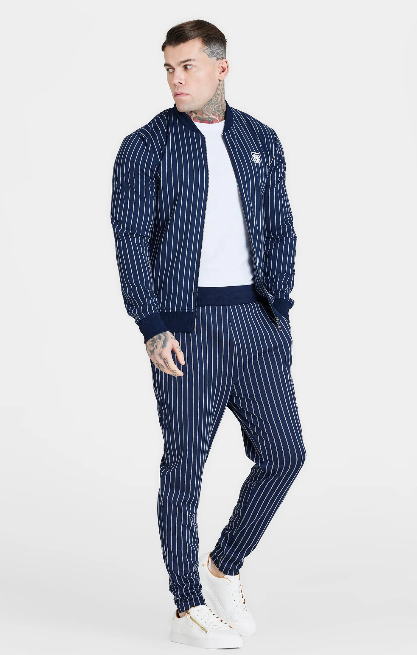 SikSilk Pinstripe Bomber - Navy sold by Siksilk product image thumbnail 4