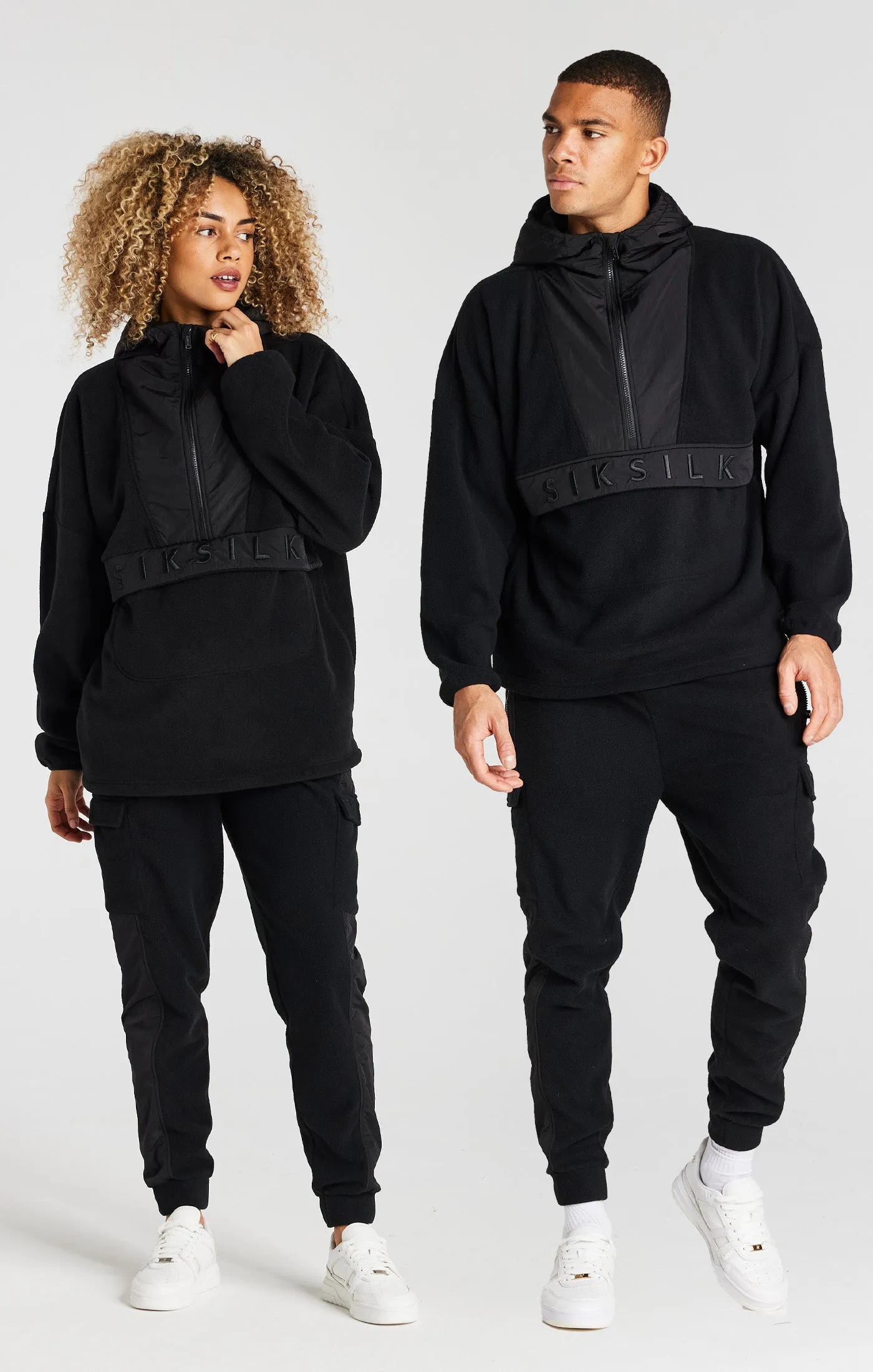 Black Half Zip Polar Fleece Hoodie sold by Siksilk