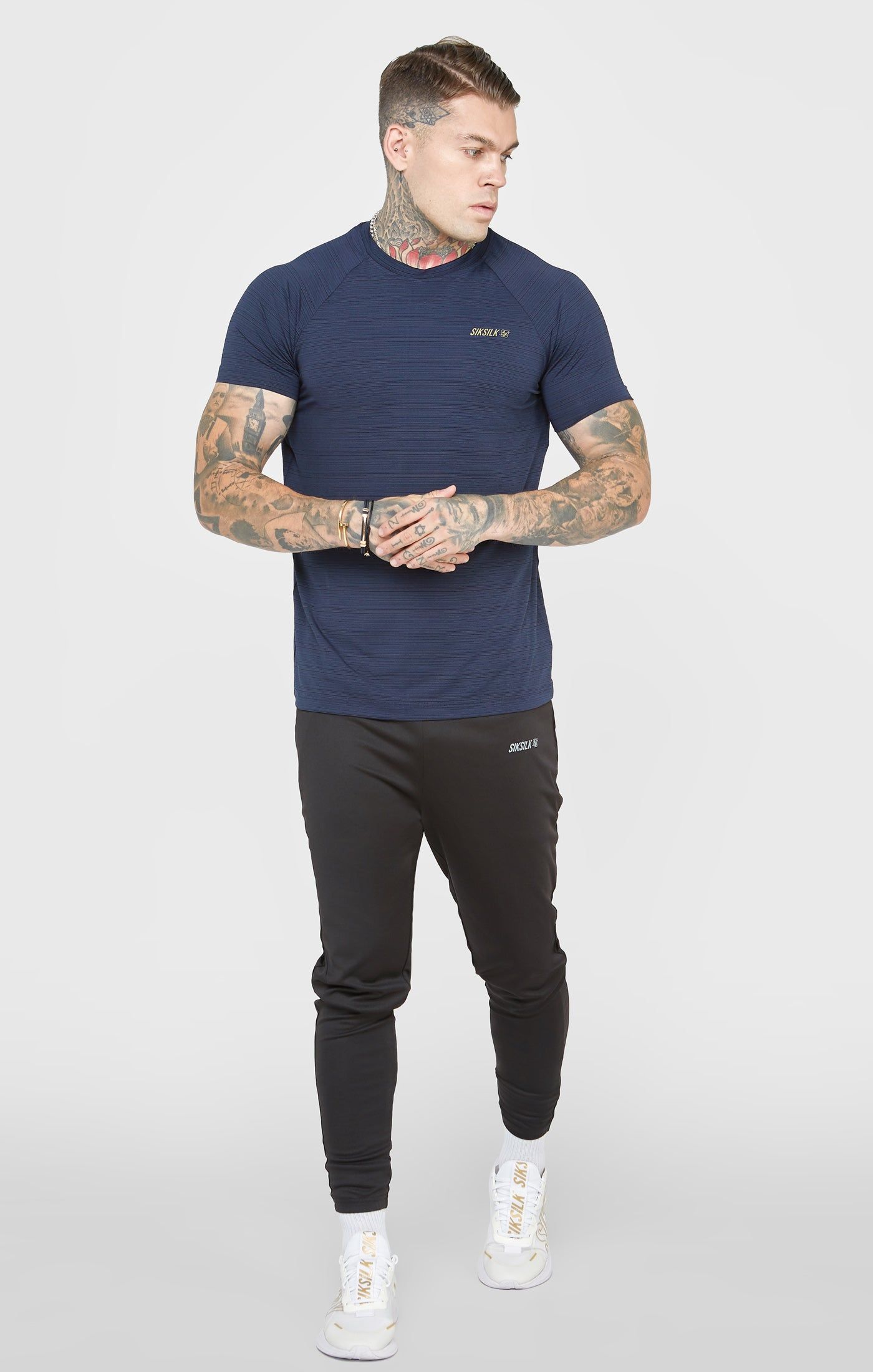 Navy Sports Textured Look T-Shirt sold by Siksilk product image thumbnail 3