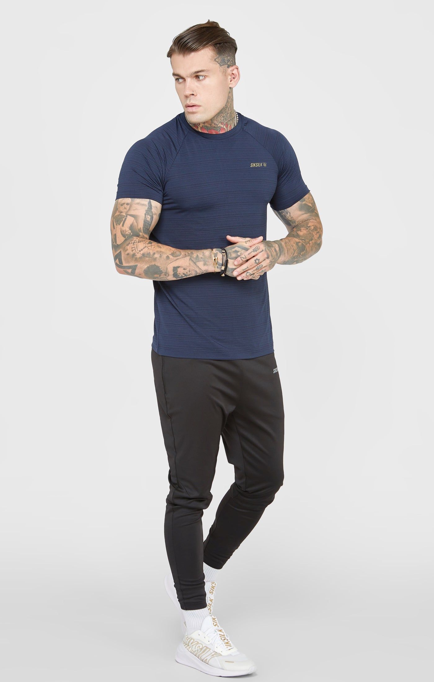Navy Sports Textured Look T-Shirt sold by Siksilk product image thumbnail 4