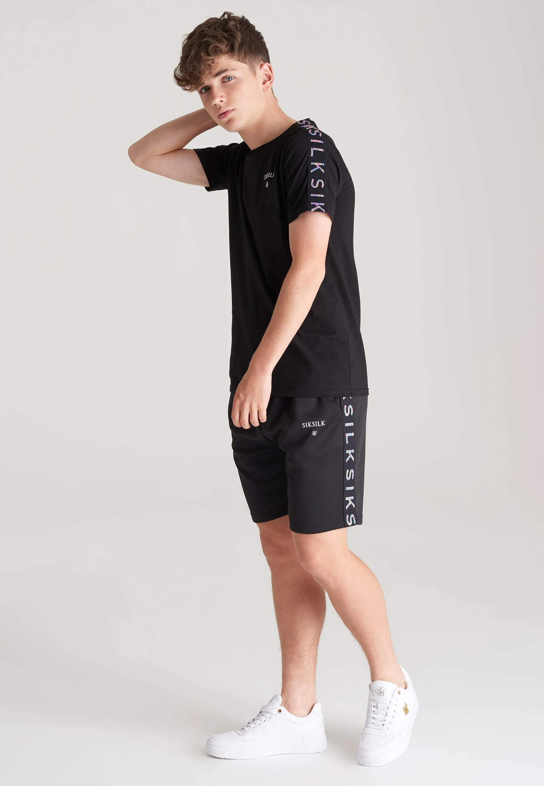 Boys Black Taped Short sold by Siksilk product image thumbnail 4